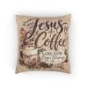Personalized Jesus + Coffee Woven Pillow