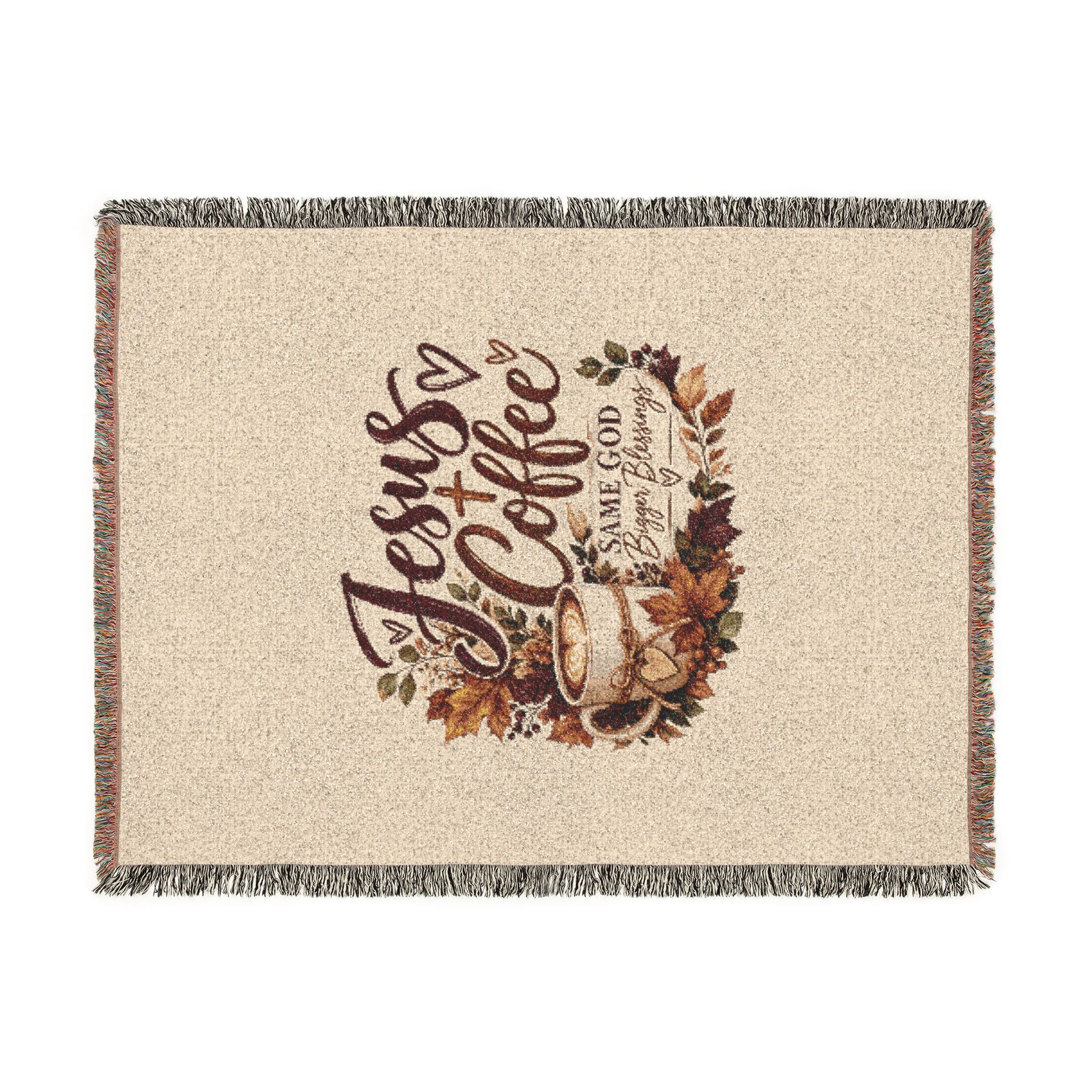 Personalized Jesus + Coffee “Same God, Bigger Blessings” Woven Blanket - Image 18