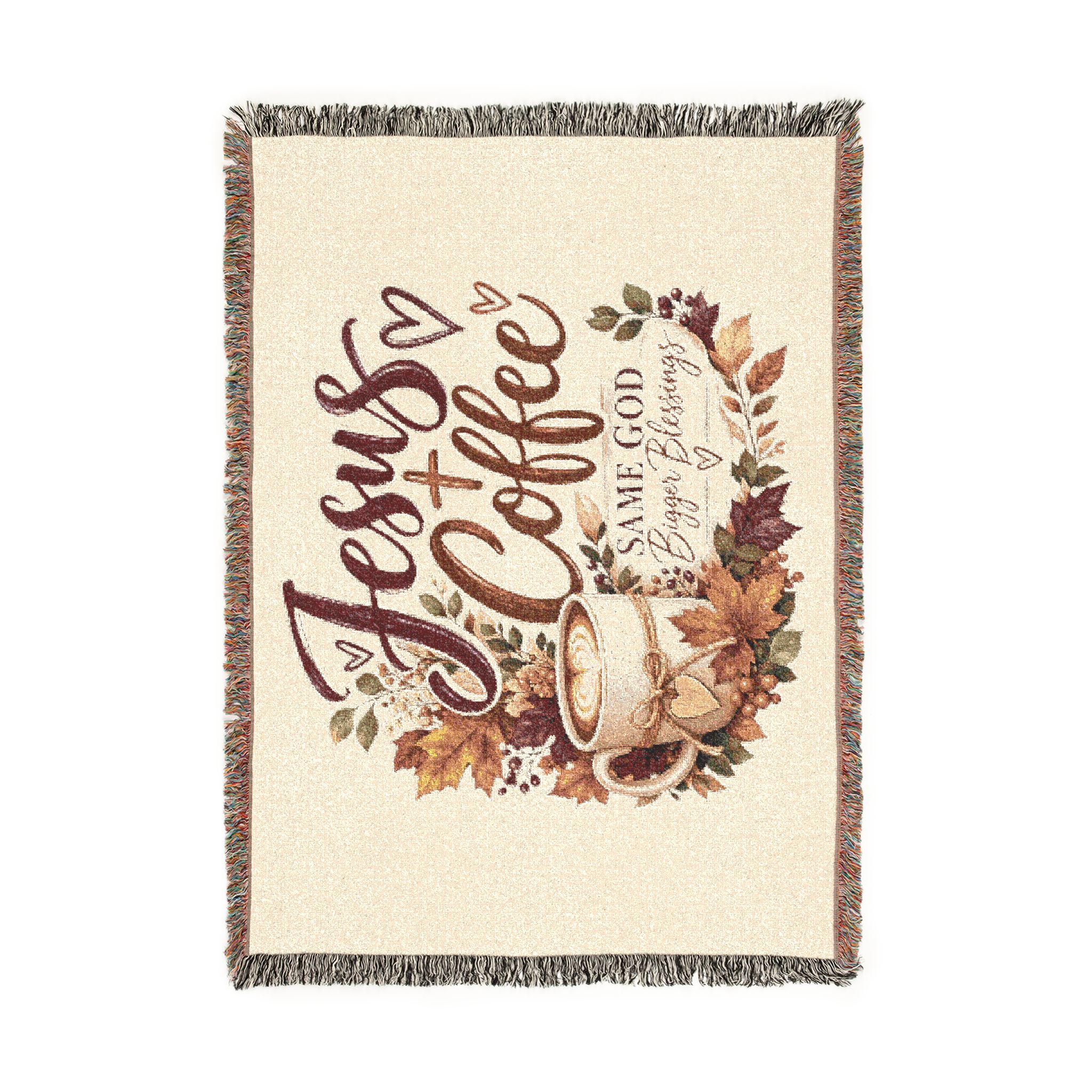 Personalized Jesus + Coffee “Same God, Bigger Blessings” Woven Blanket - Image 13
