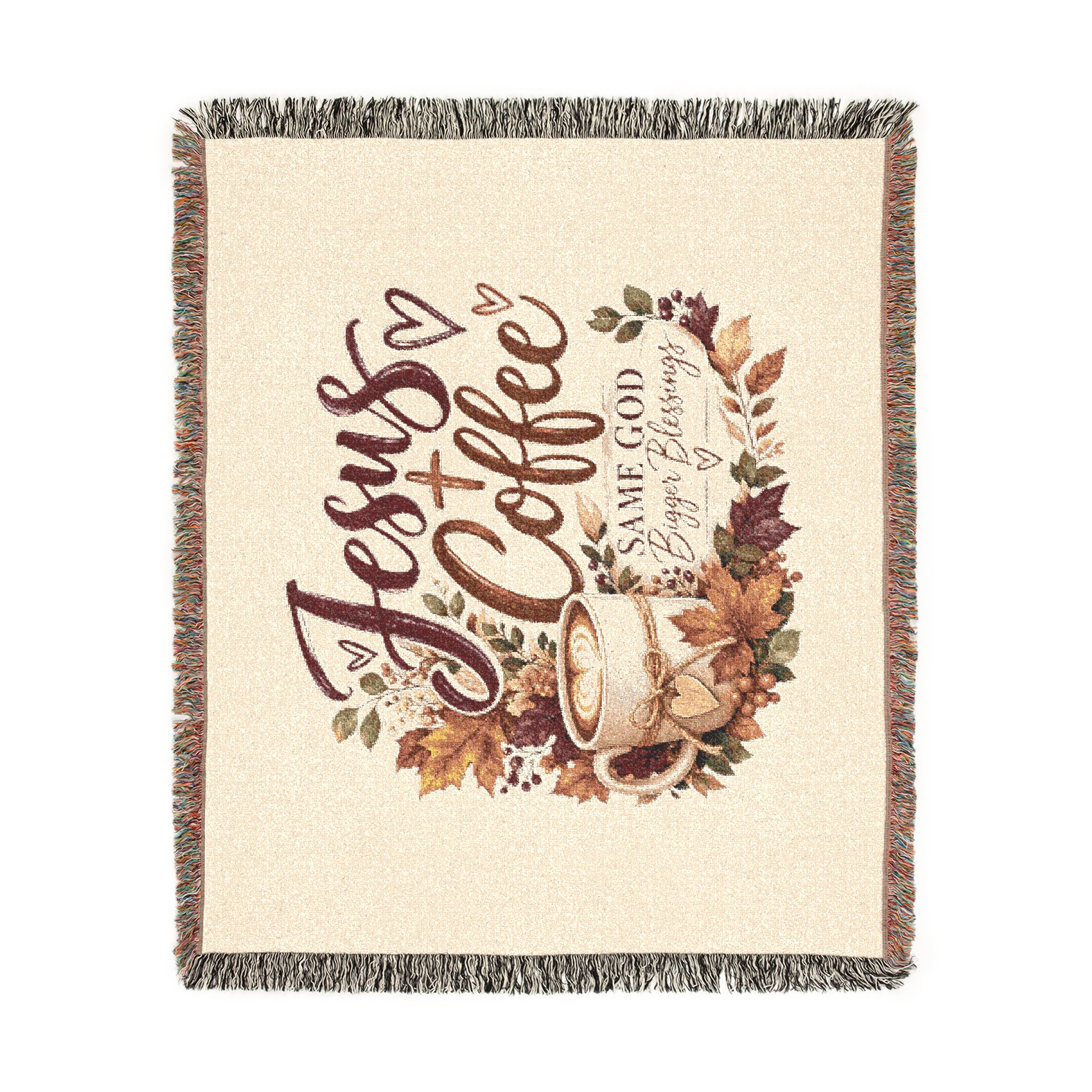 Personalized Jesus + Coffee “Same God, Bigger Blessings” Woven Blanket - Image 15