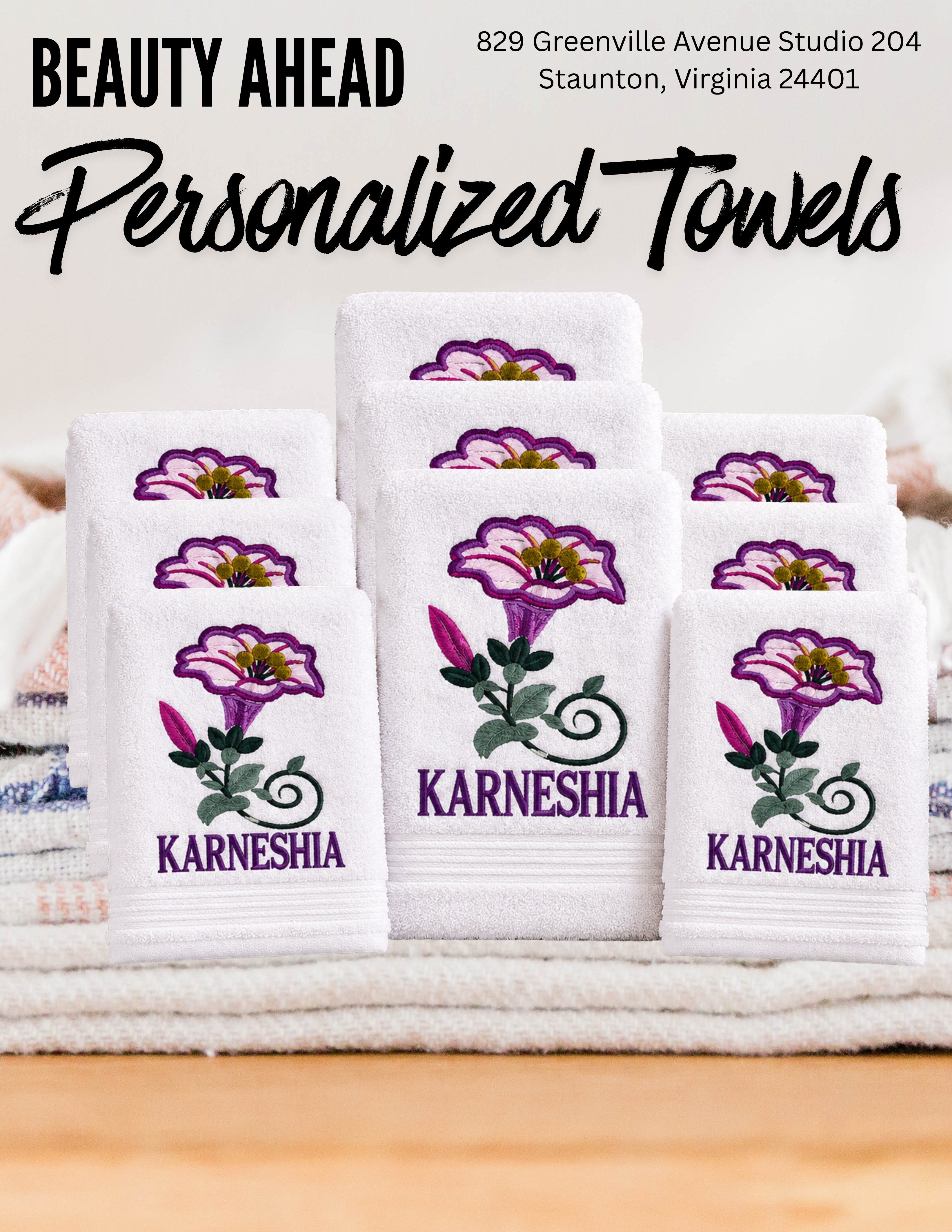 Personalized Embroidered Face Towels each.