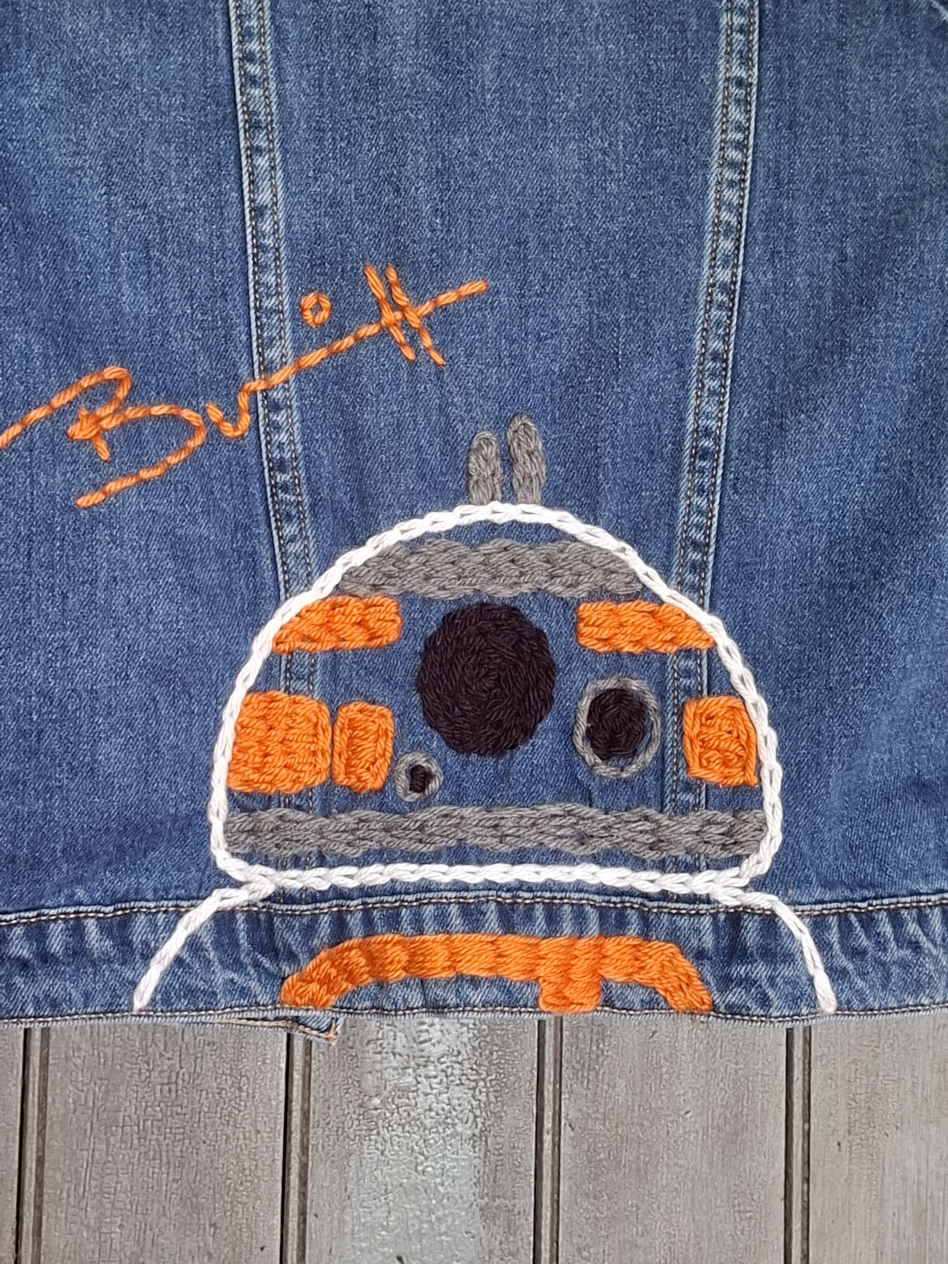BB-8 Hand Embroidered Denim Jacket - Image 3