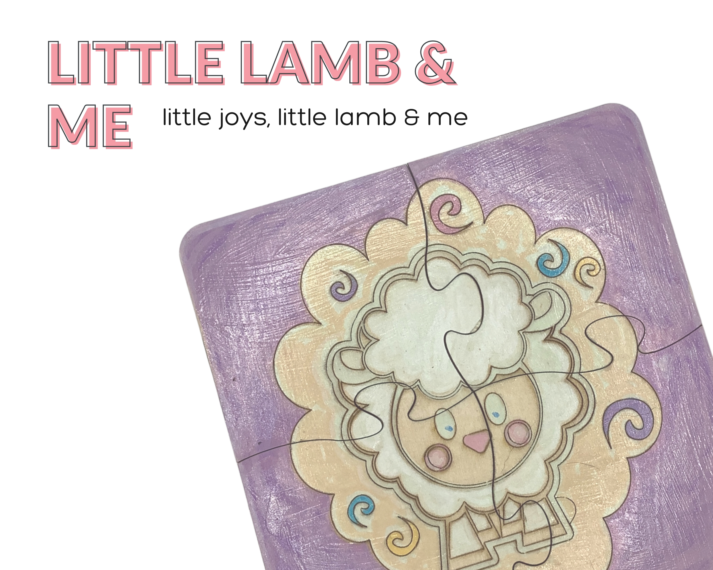 Little Lamb and Me Children's Wooden Puzzle | Hand Painted, Gift Ready Packaging | Children's Imaginative Play Gift Set | 4 Piece Puzzle