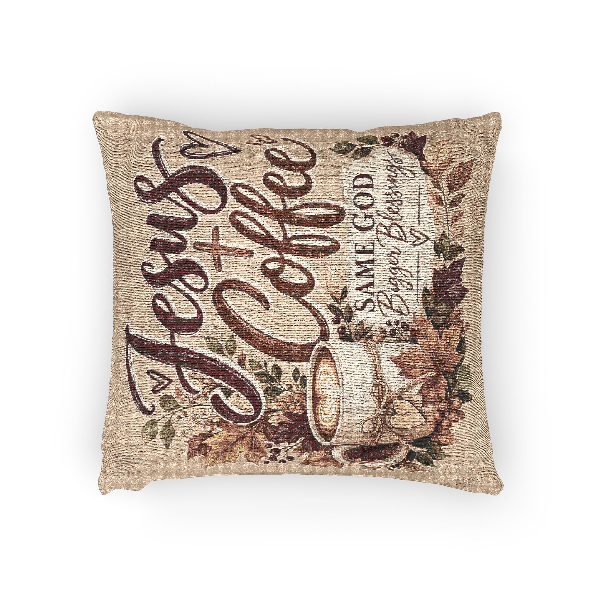 Personalized Jesus + Coffee Woven Pillow - Image 2