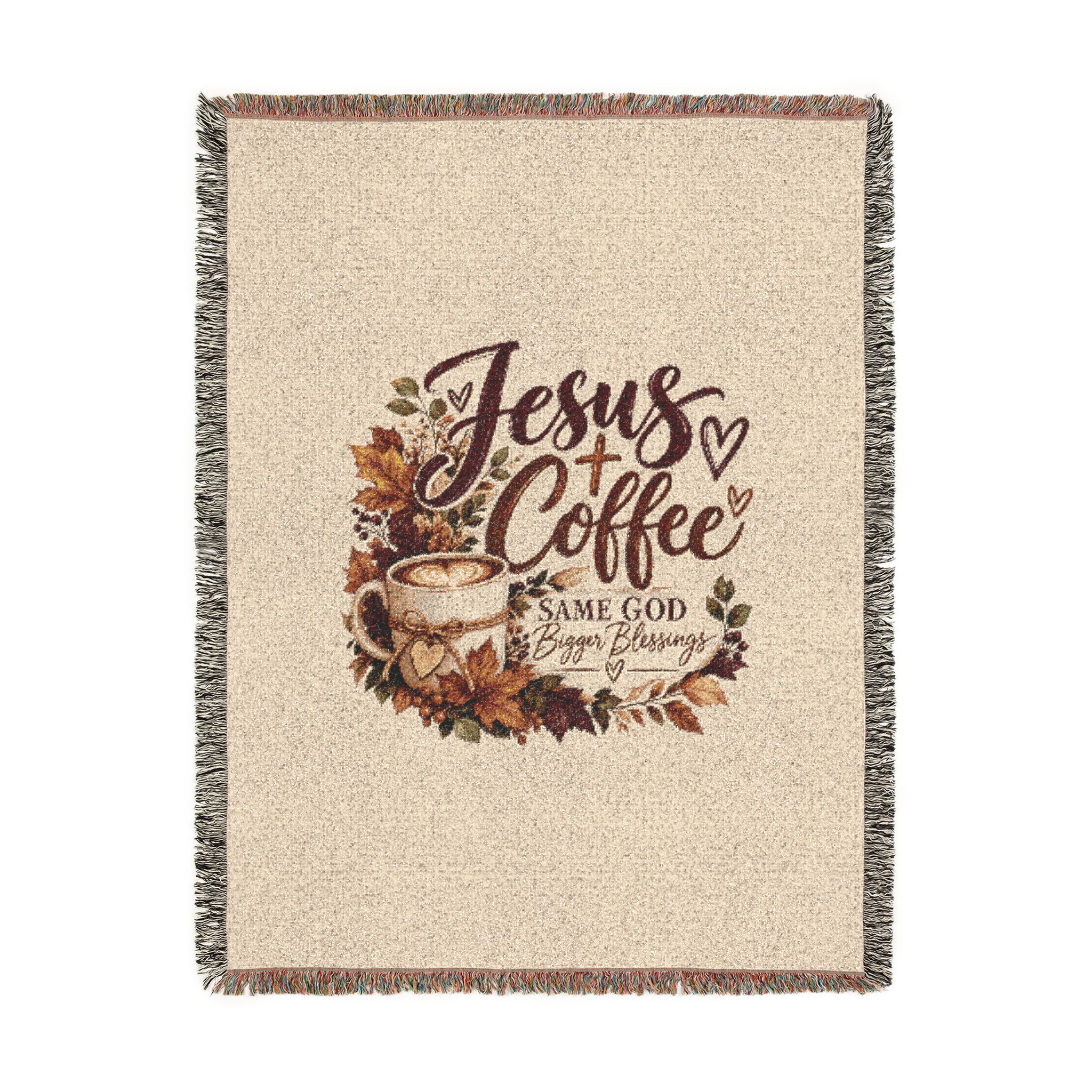 Personalized Jesus + Coffee “Same God, Bigger Blessings” Woven Blanket - Image 19