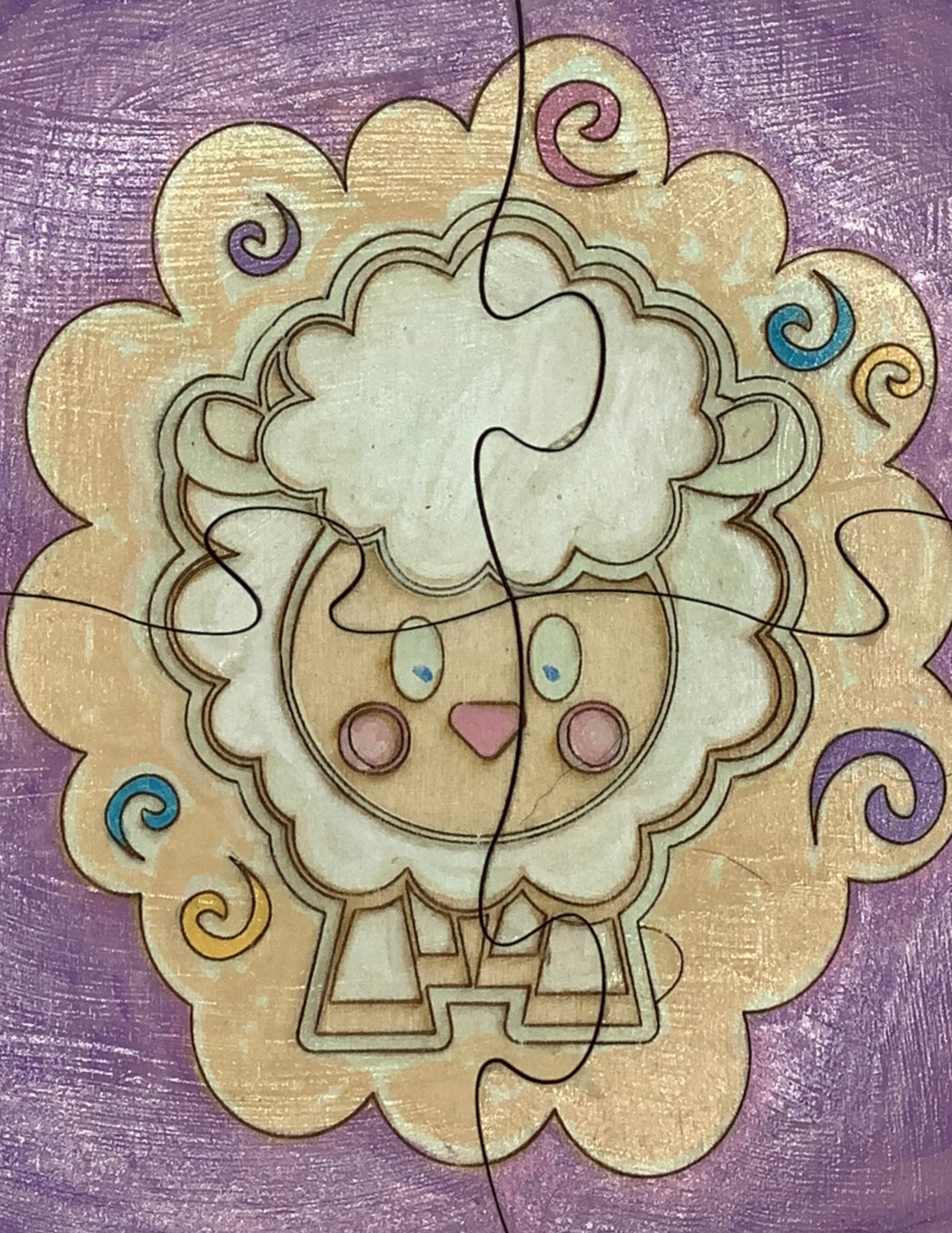 Little Lamb and Me Children's Wooden Puzzle | Hand Painted, Gift Ready Packaging | Children's Imaginative Play Gift Set | 4 Piece Puzzle - Image 8