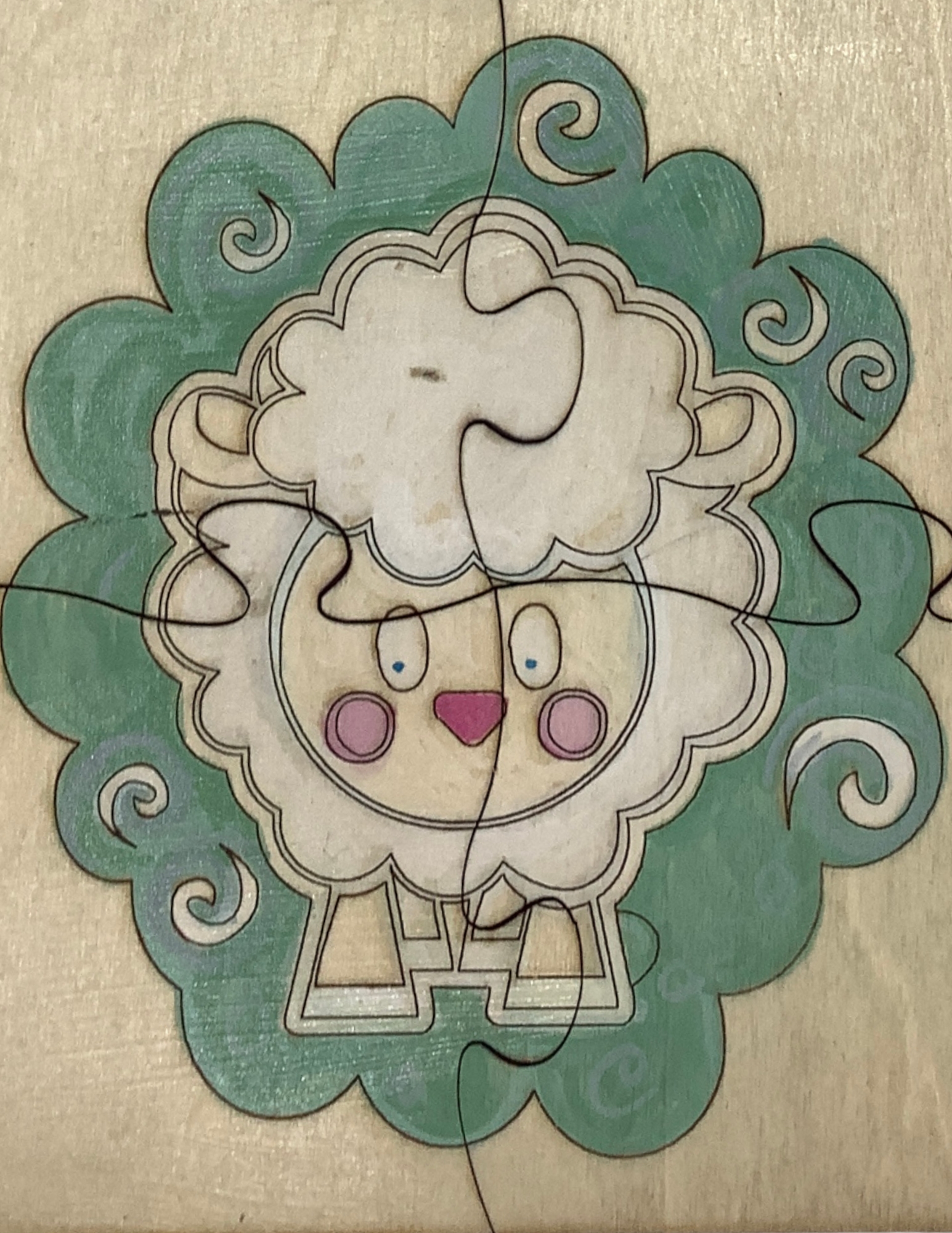 Little Lamb and Me Children's Wooden Puzzle | Hand Painted, Gift Ready Packaging | Children's Imaginative Play Gift Set | 4 Piece Puzzle - Image 7