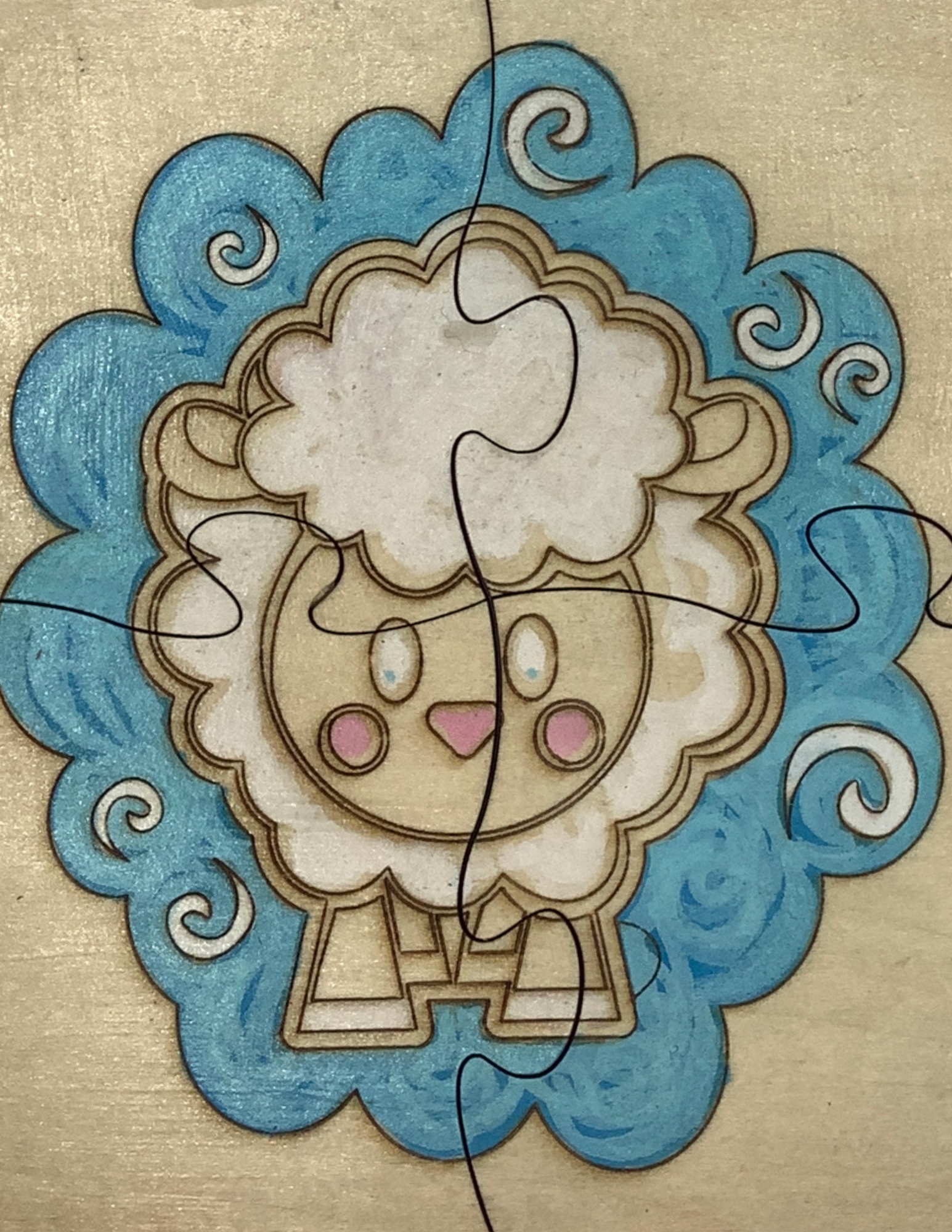 Little Lamb and Me Children's Wooden Puzzle | Hand Painted, Gift Ready Packaging | Children's Imaginative Play Gift Set | 4 Piece Puzzle - Image 6