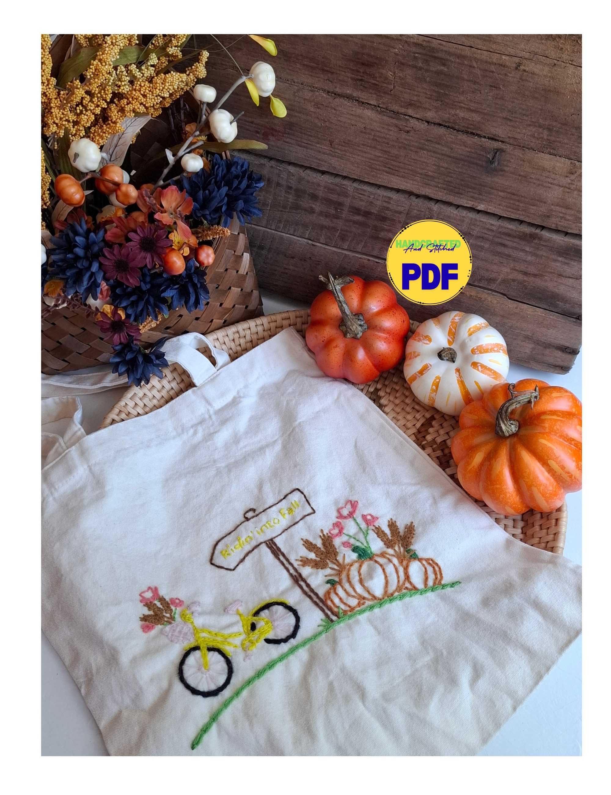 Ridin' Into Fall Hand Embroidered PDF Pattern