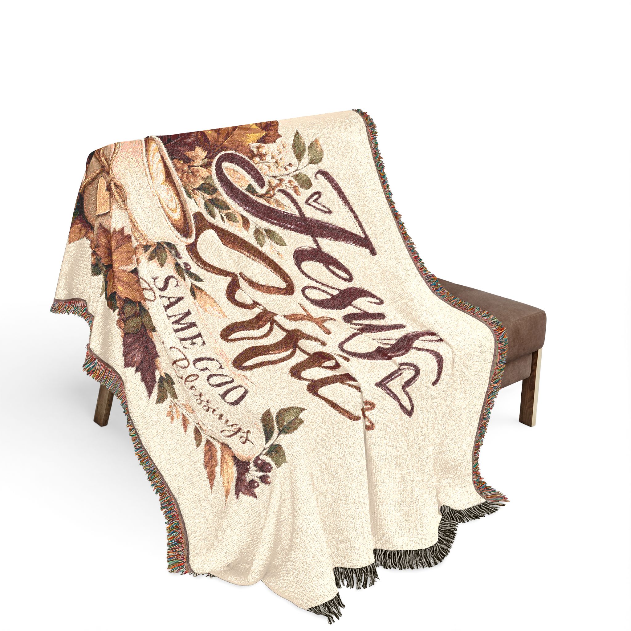 Personalized Jesus + Coffee “Same God, Bigger Blessings” Woven Blanket - Image 2