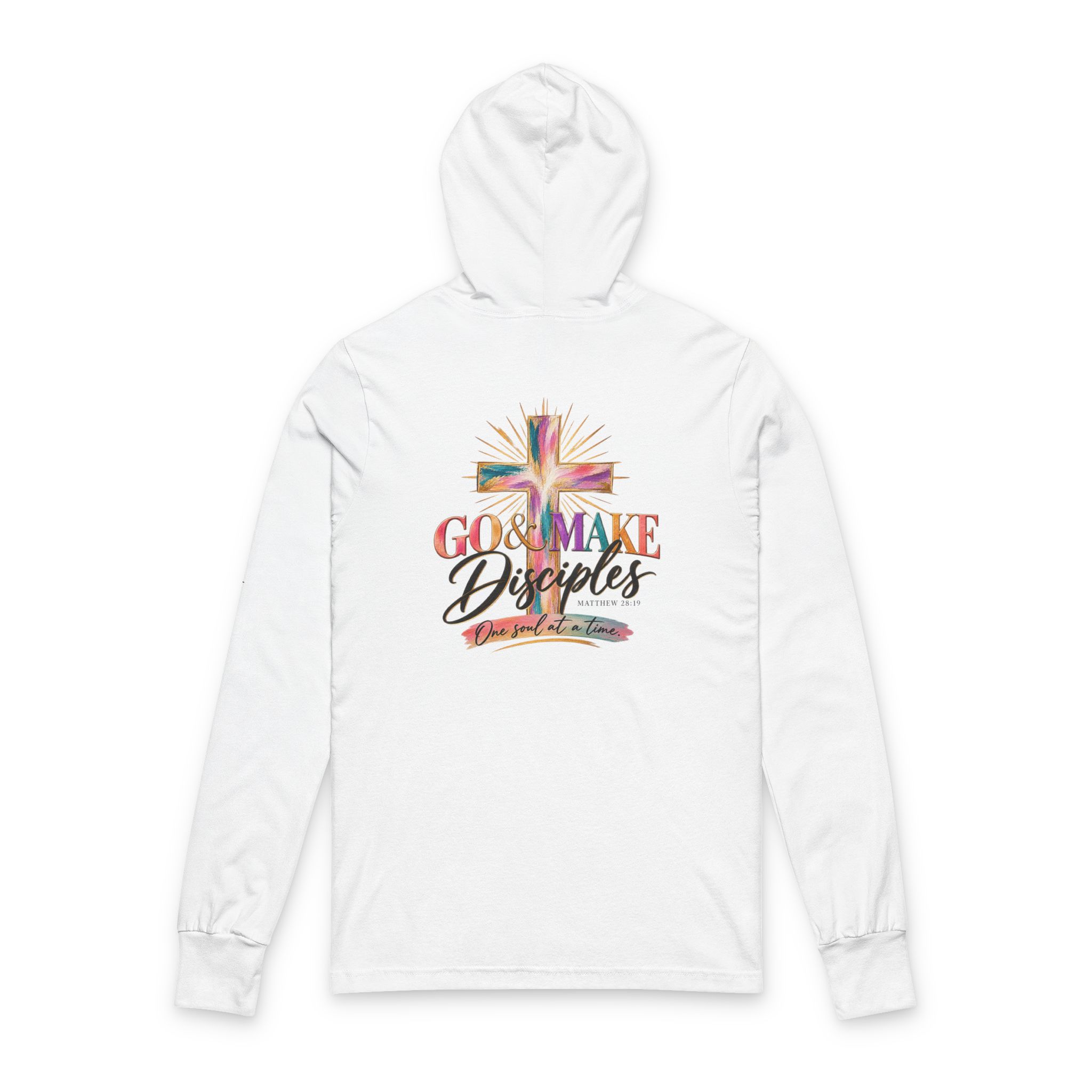 Personalized Make Heaven Crowded – Go & Make Disciples Unisex Hooded Long Sleeve Tee - Image 2