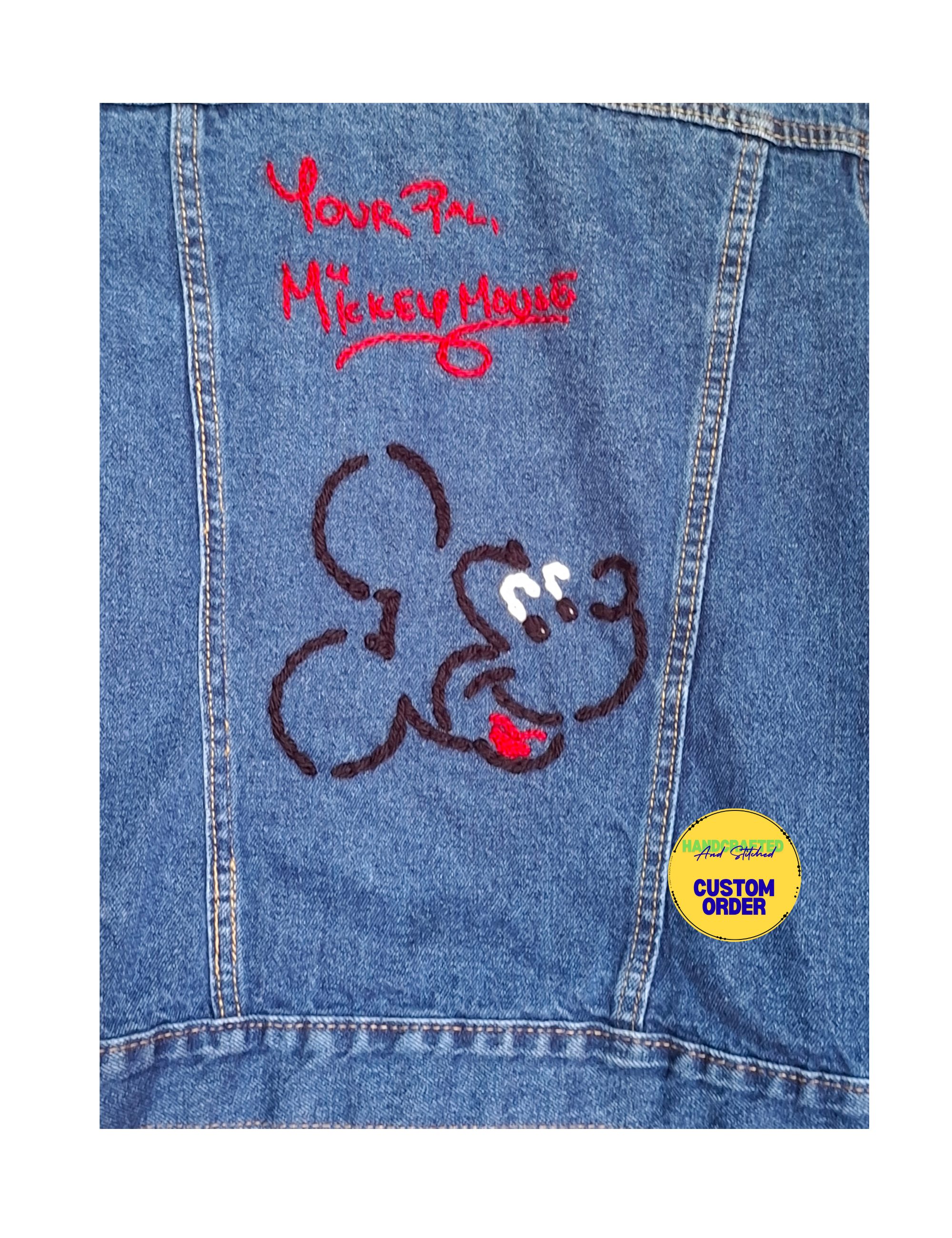 Mickey Mouse Hand Embroidered Denim Jacket - Image 2