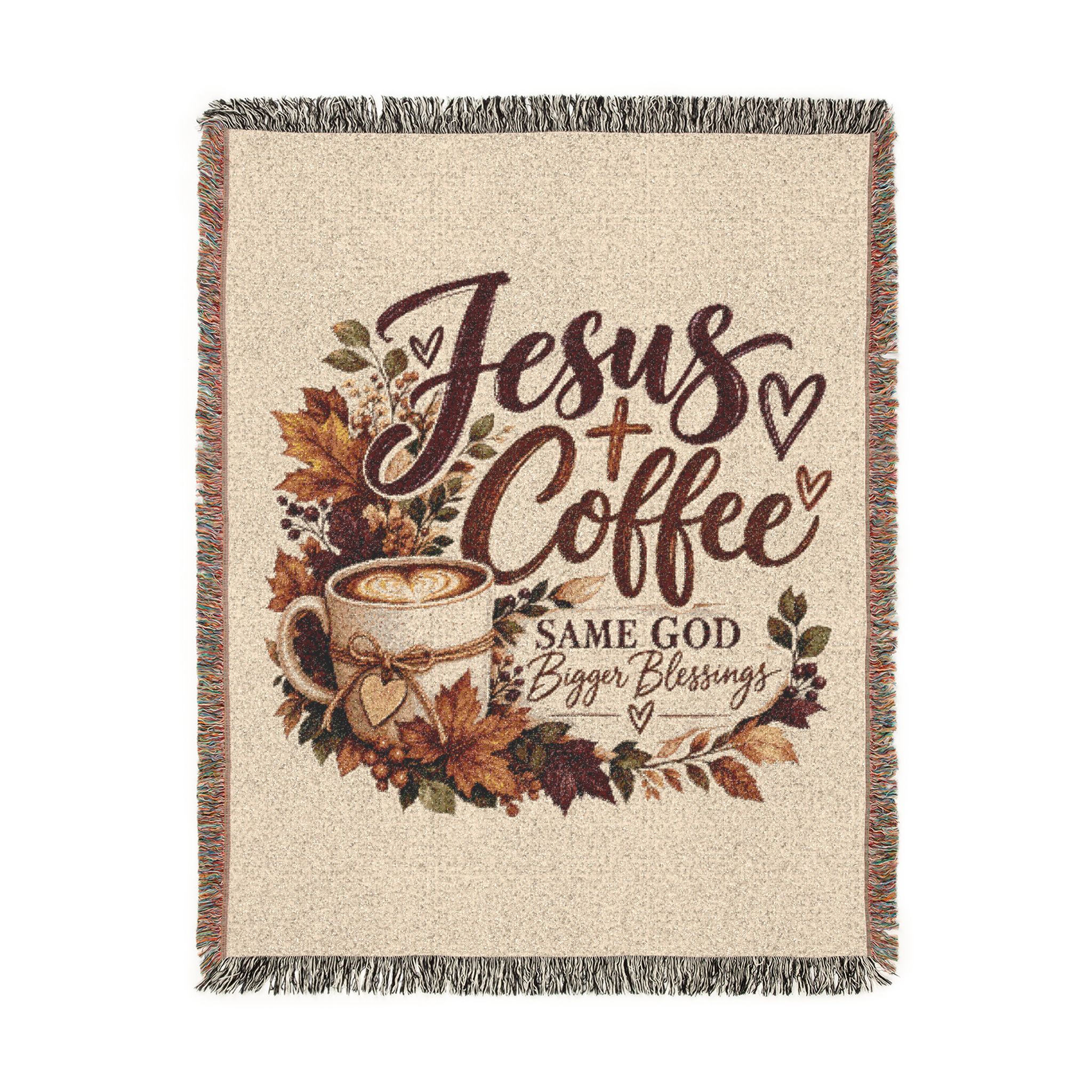 Personalized Jesus + Coffee “Same God, Bigger Blessings” Woven Blanket - Image 7
