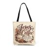 Personalized Jesus + Coffee Woven Tote Bag