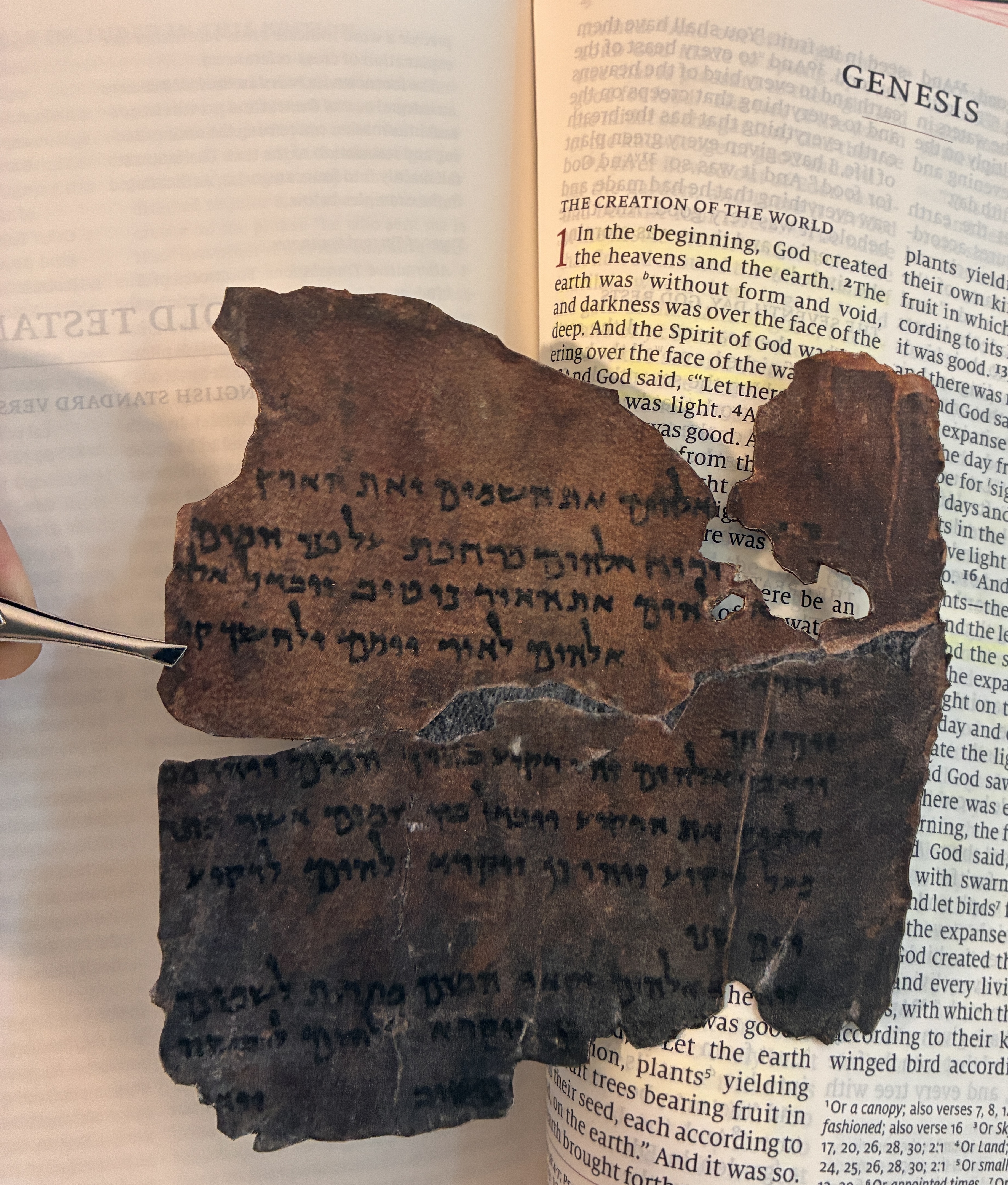 In the Beginning God Created | Genesis 1 Dead Sea Scroll on Authentic Goat Vellum | 4Q7 Manuscript | Master-crafted Replica - Image 5