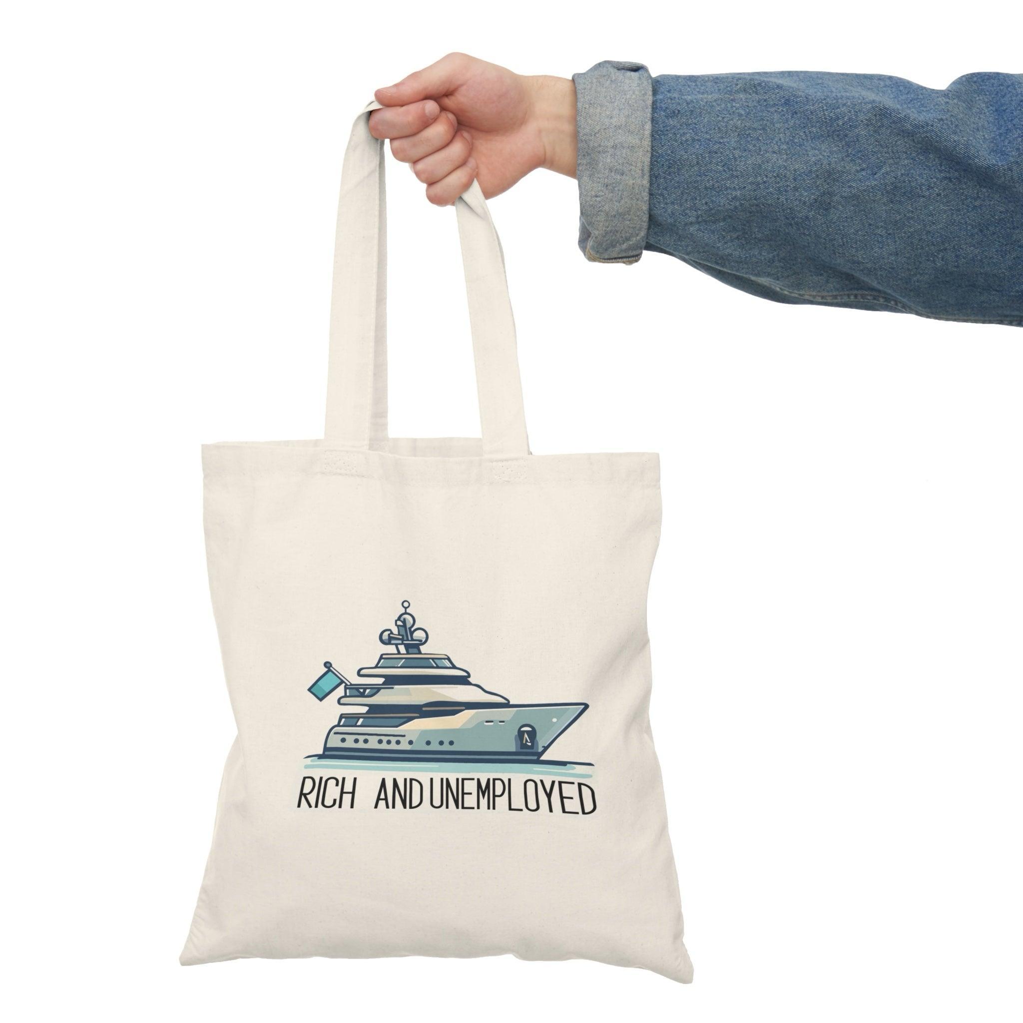 Rich and Unemployed Yacht Satire Tote Bag - Image 2