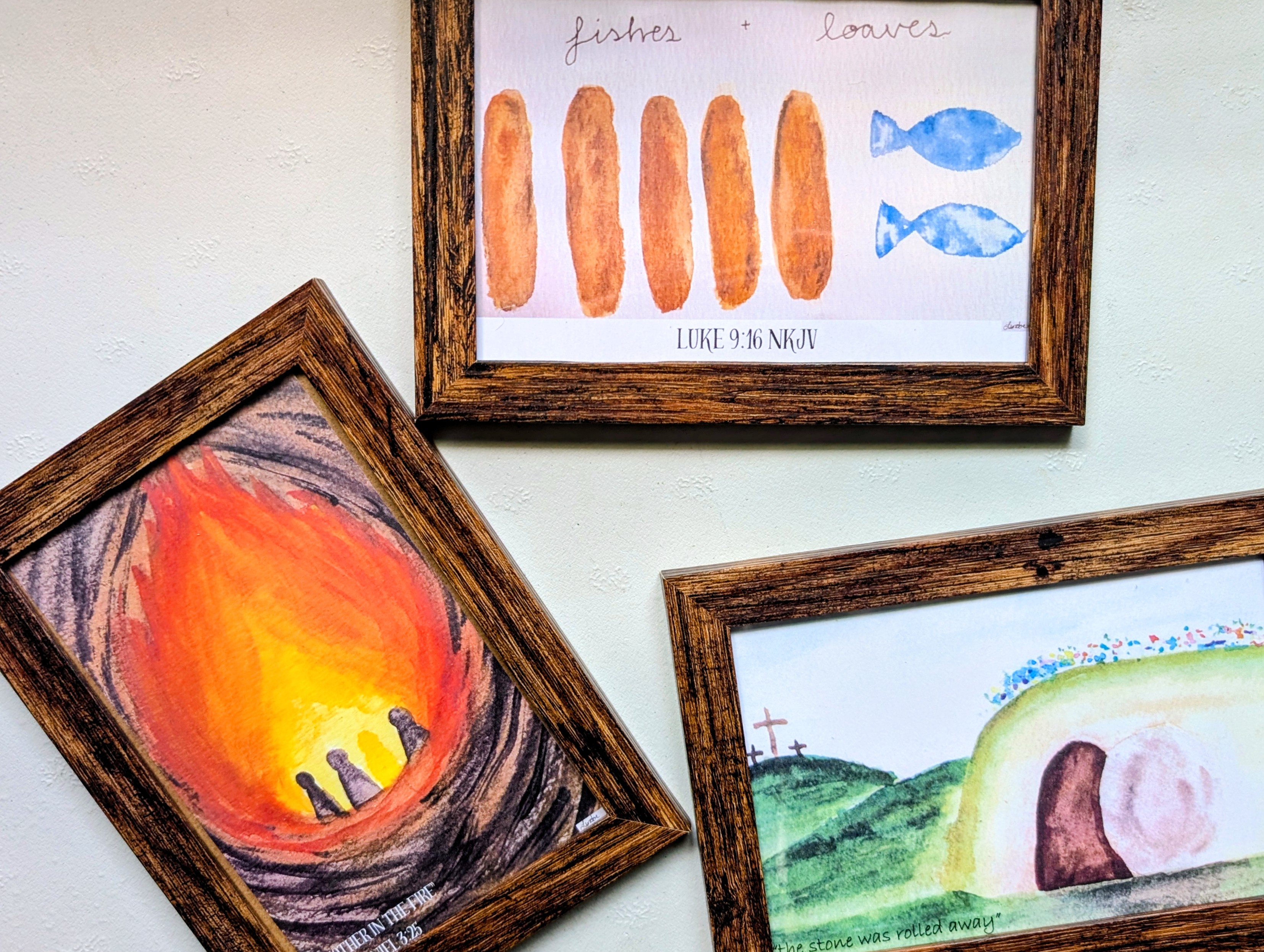 Prophetic Art: Watercolor 4 x 6 distressed wooden frame (3 options based on different scriptures)