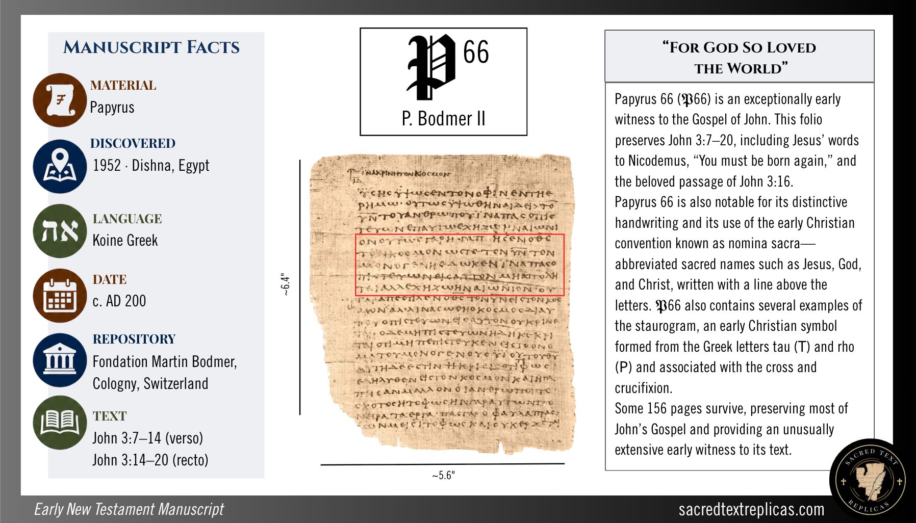 John 3:16 "For God So Loved the World" Papyrus 66 | Master-crafted Replica - Image 6
