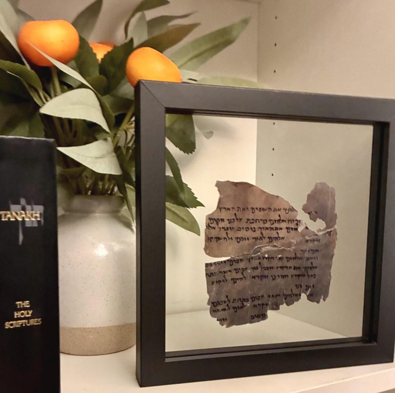 In the Beginning God Created | Genesis 1 Dead Sea Scroll on Authentic Goat Vellum | 4Q7 Manuscript | Master-crafted Replica