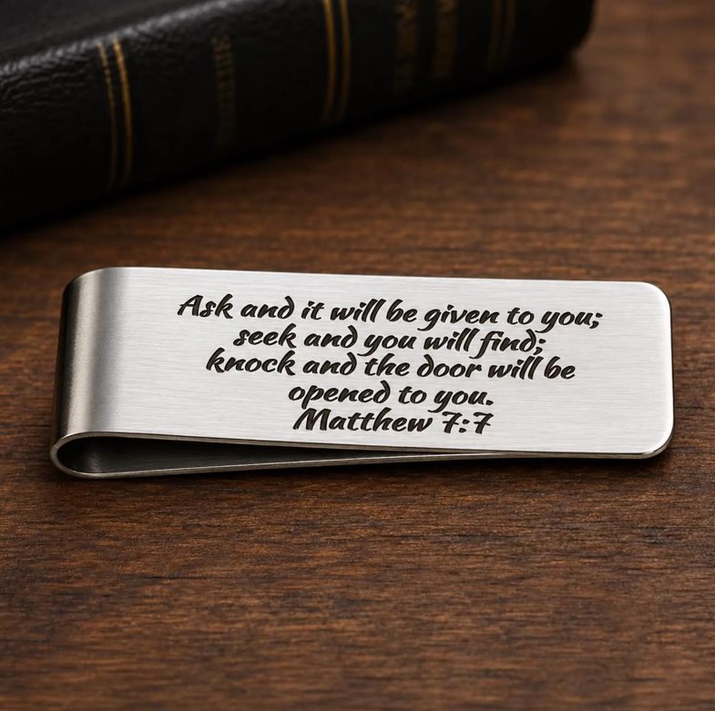 Ask Seek Knock Matthew 7 7 Stainless Money Clip