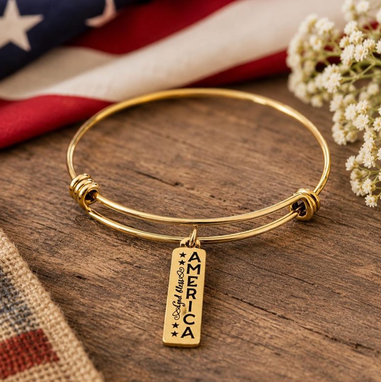 God Bless America Goldtone Bracelet