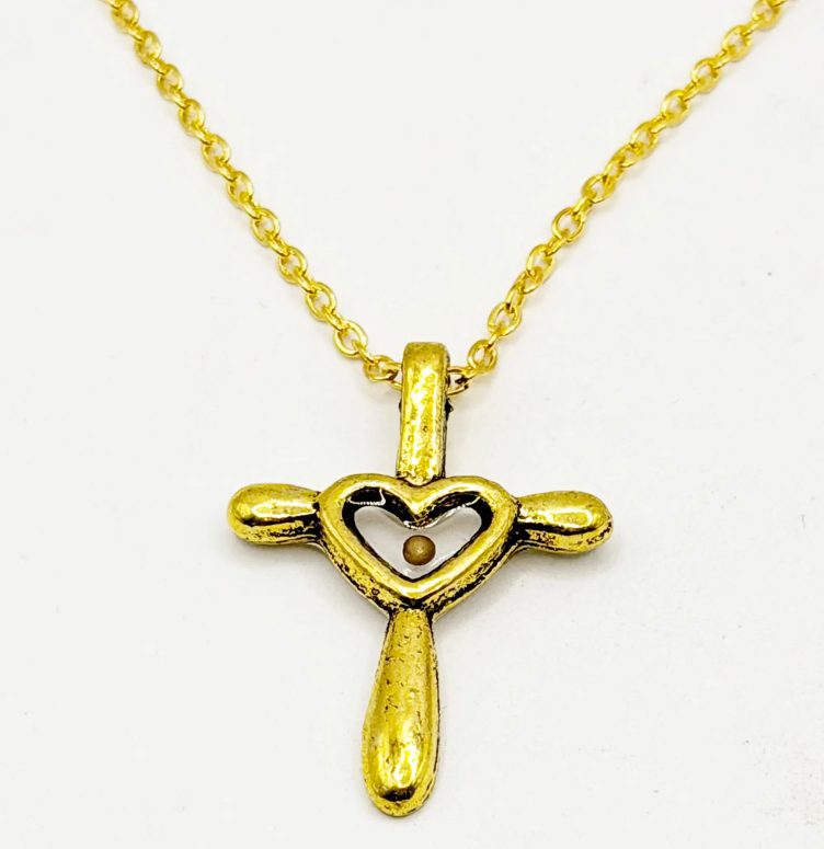 Mustard Seed Goldtone Cross Faith Necklace - Image 2
