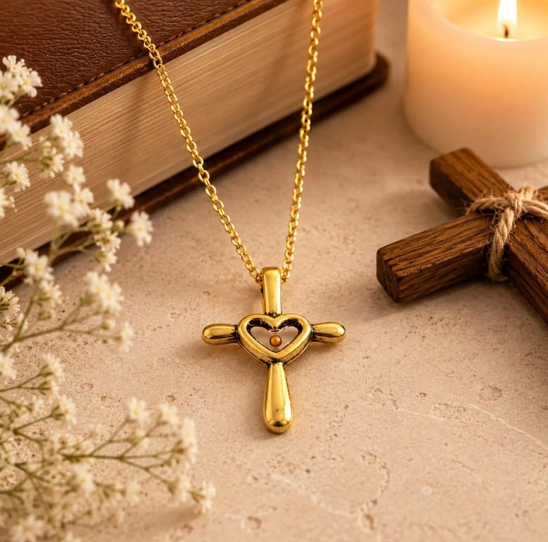 Mustard Seed Goldtone Cross Faith Necklace