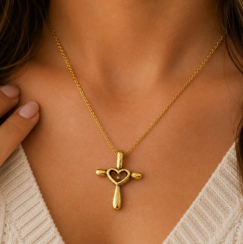 Mustard Seed Goldtone Cross Faith Necklace - Image 3