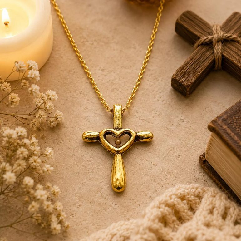 Mustard Seed Goldtone Cross Faith Necklace - Image 4