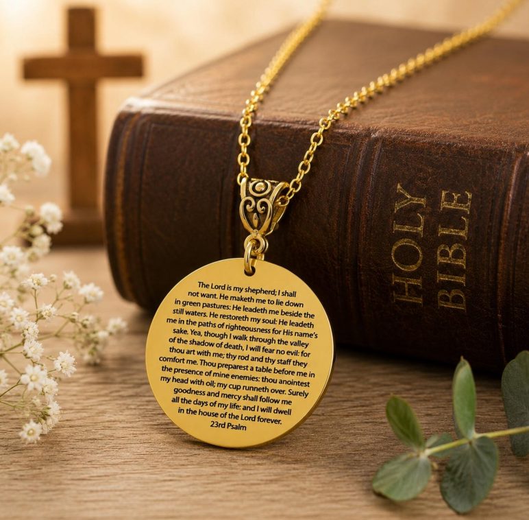23rd Psalm Goldtone Necklace