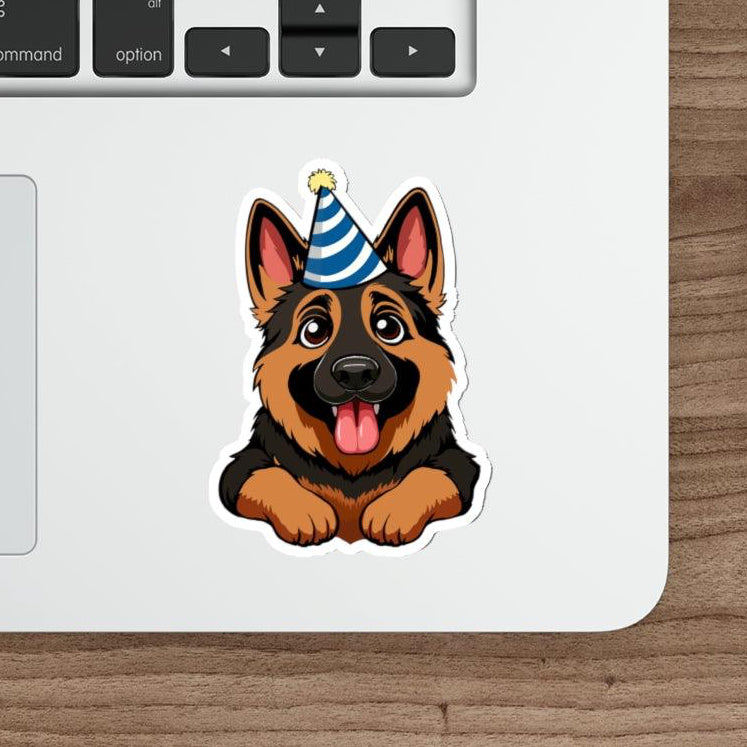 German Shepherd with Party Hat Sticker