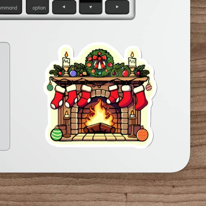 Cozy Christmas Fireplace Sticker