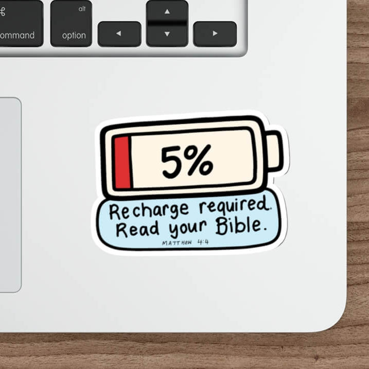 Recharge Required Christian Sticker | Matthew 4:4 Bible Sticker