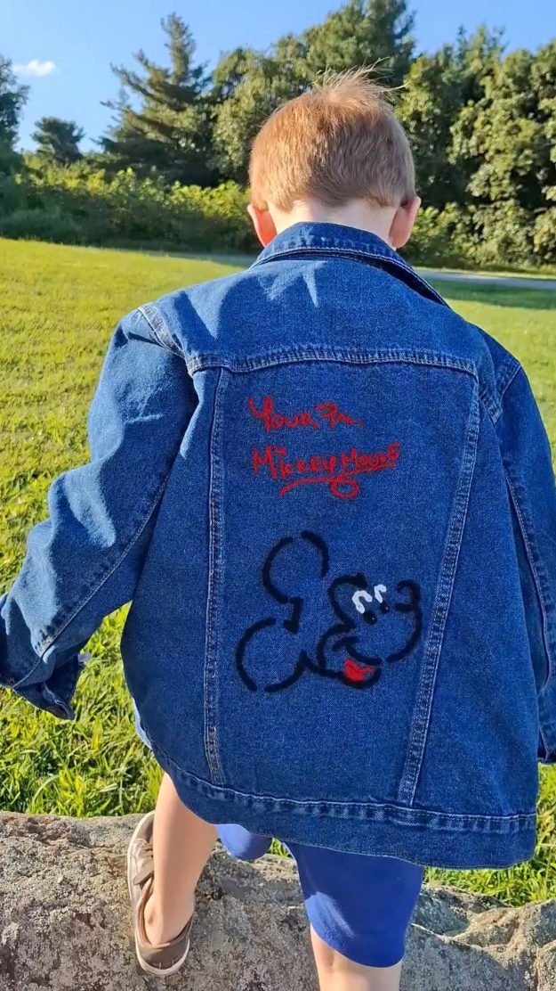 Mickey Mouse Hand Embroidered Denim Jacket