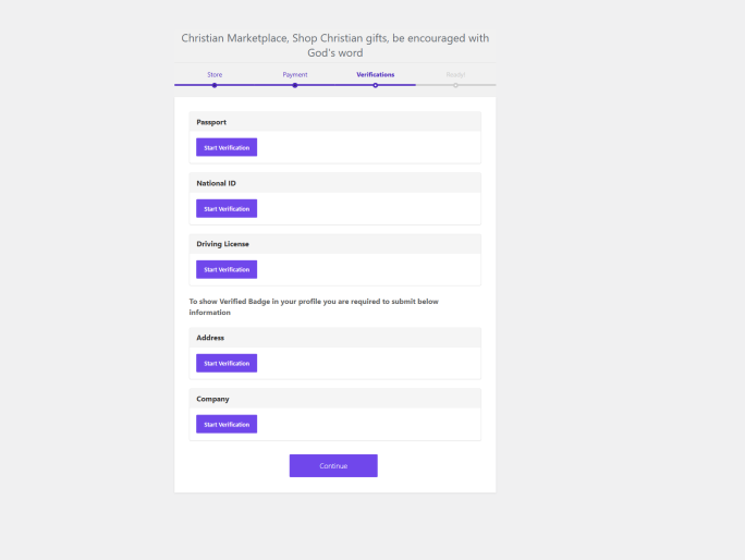 The verification step of the setup wizard