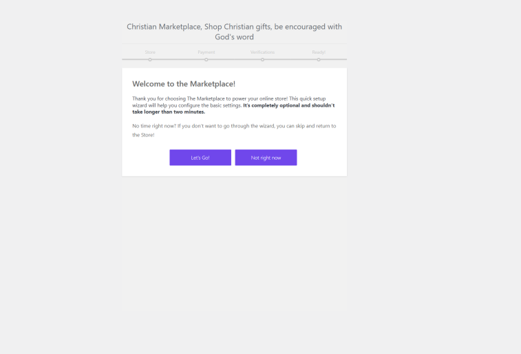 The setup wizard welcome screen
