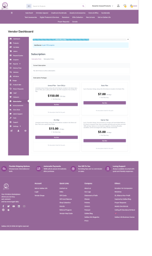 The four seller plans on the Subscription page