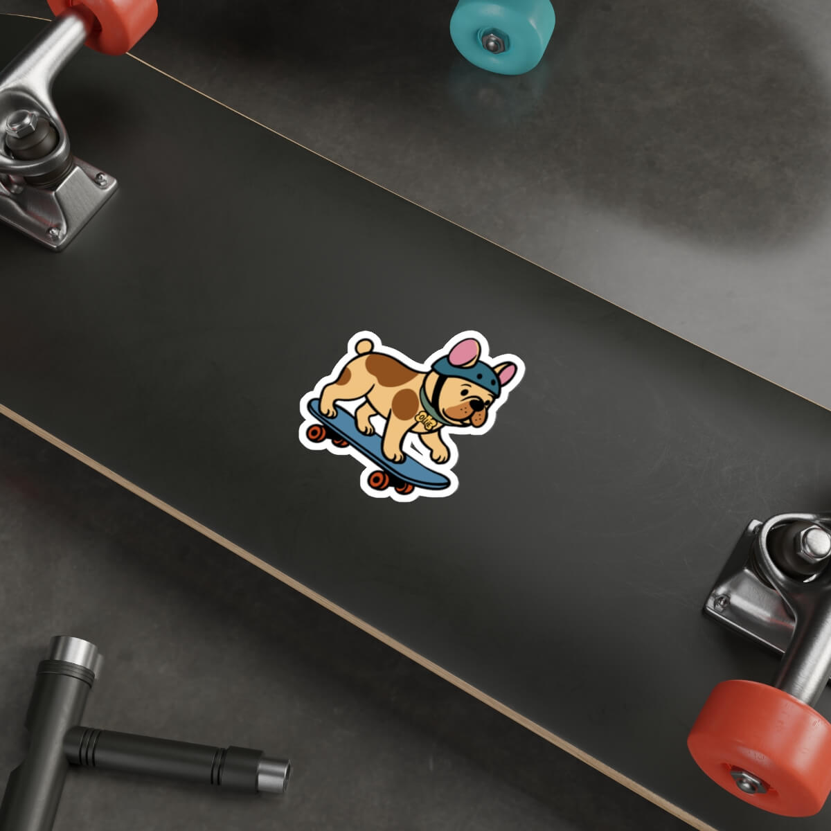 Ollie the Skater Bulldog Sticker – Funny Dog Vinyl Sticker - Image 2