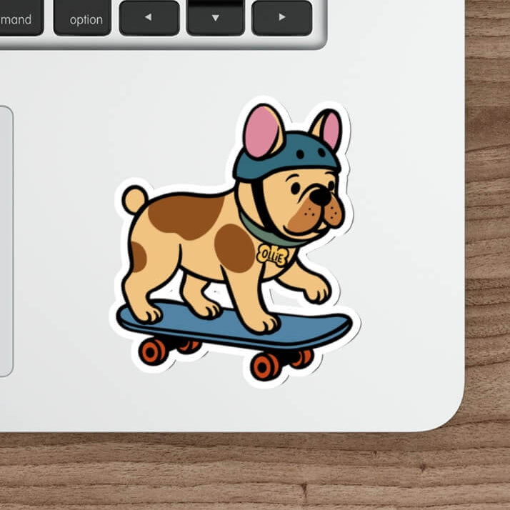 Ollie the Skater Bulldog Sticker – Funny Dog Vinyl Sticker