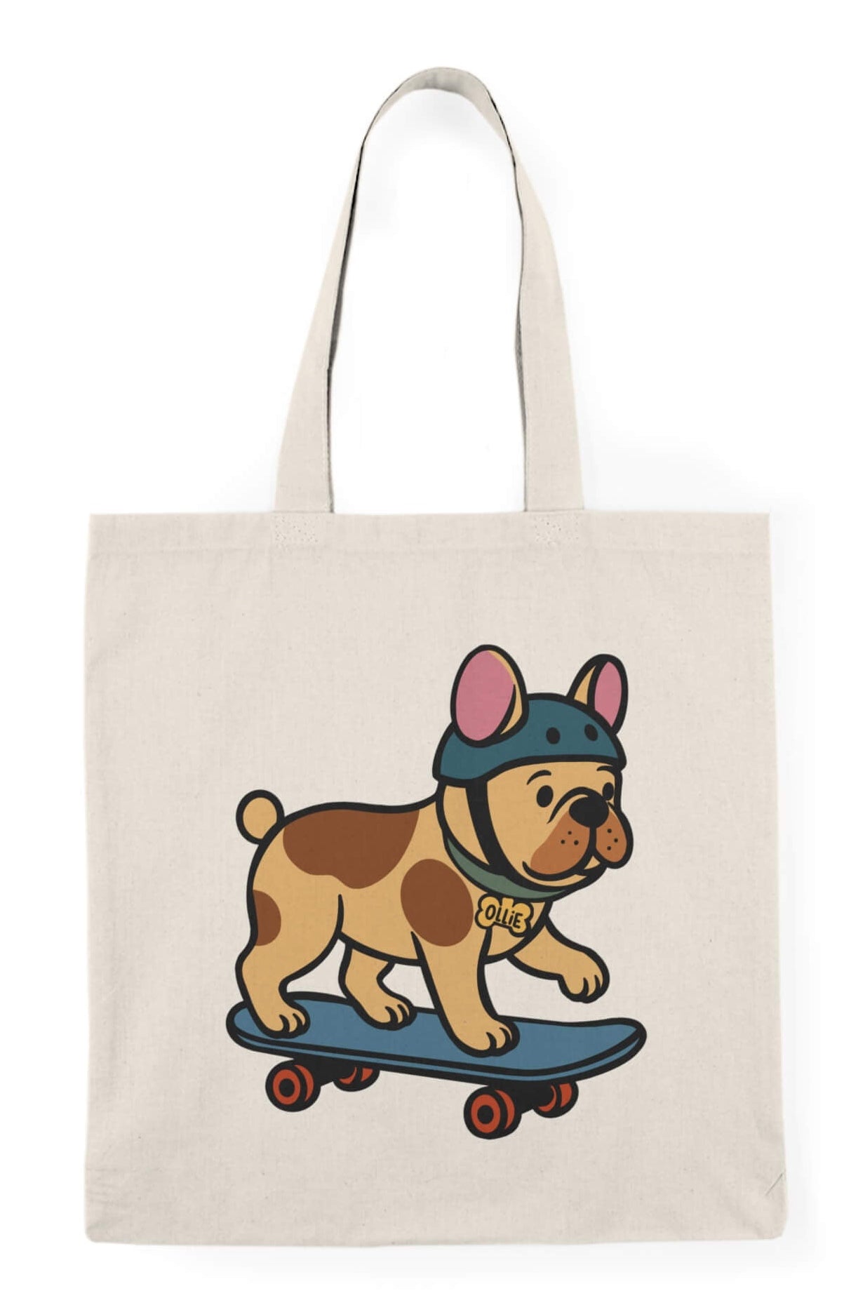 Ollie the Skater Bulldog Tote Bag