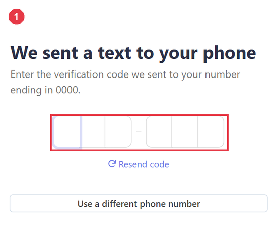 Type the code Stripe texted you