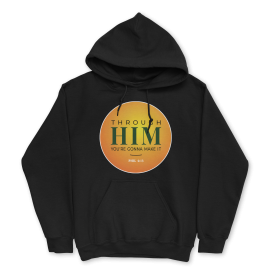 Black Hoodie with round sun emblem
