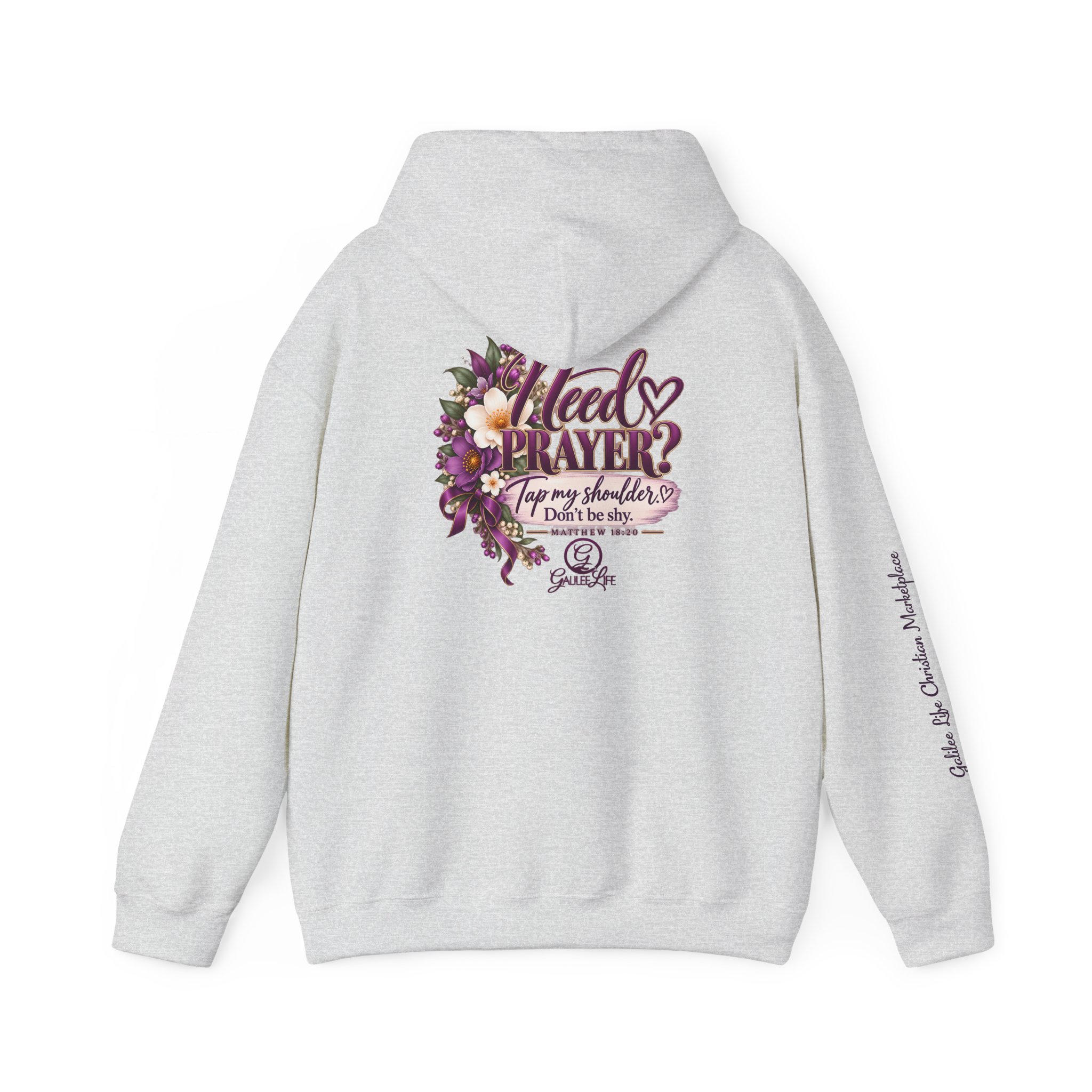 Personalized Need Prayer? Tap My Shoulder Christian Unisex Heavy Blend™ Hooded Sweatshirt | Matthew 18:20 - Image 10