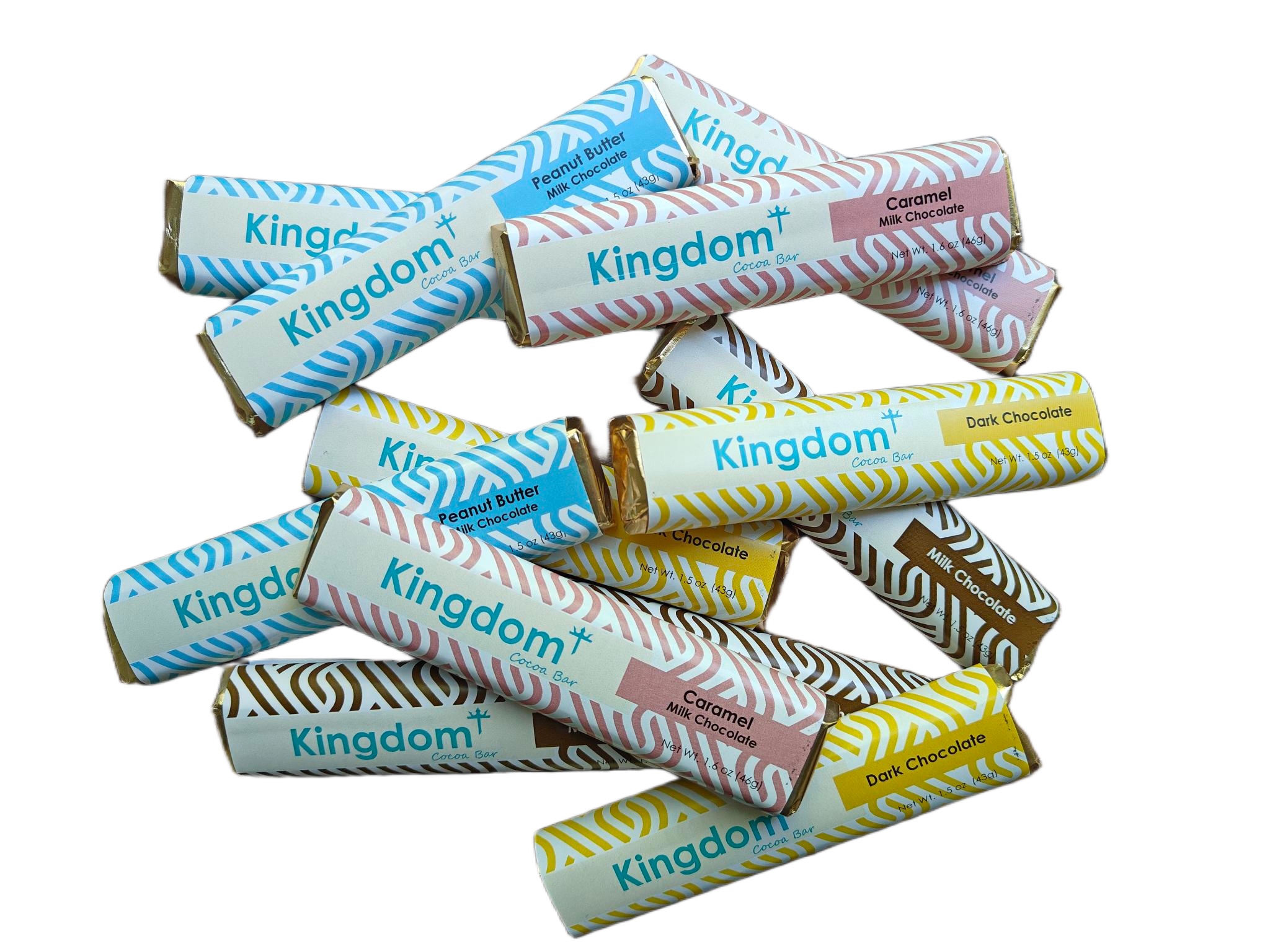 12x Kingdom Gospel Chocolate Bars (Dark, Milk, Peanut Butter, Caramel)