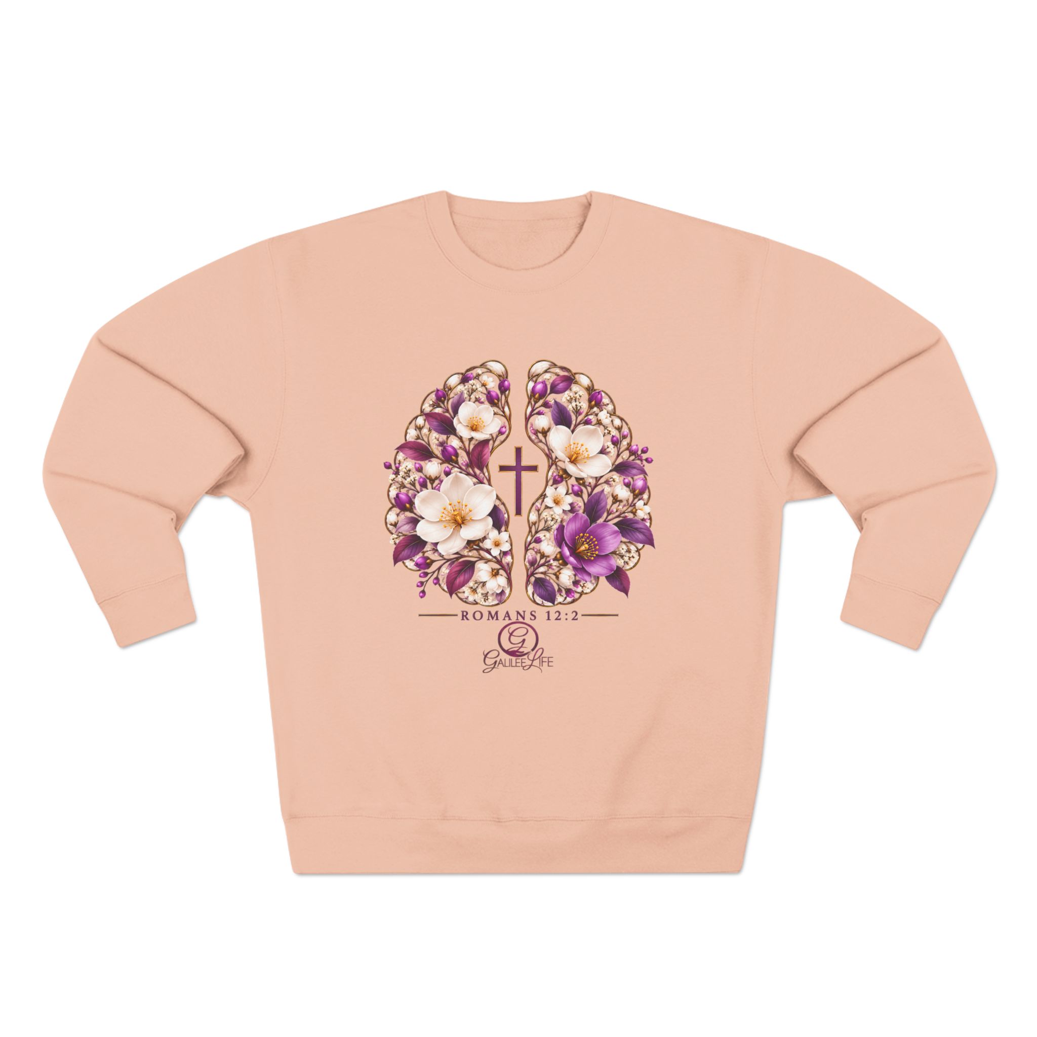 Renew Your Mind Floral Brain Christian Unisex Crewneck Sweatshirt | Romans 12:2 - Image 7