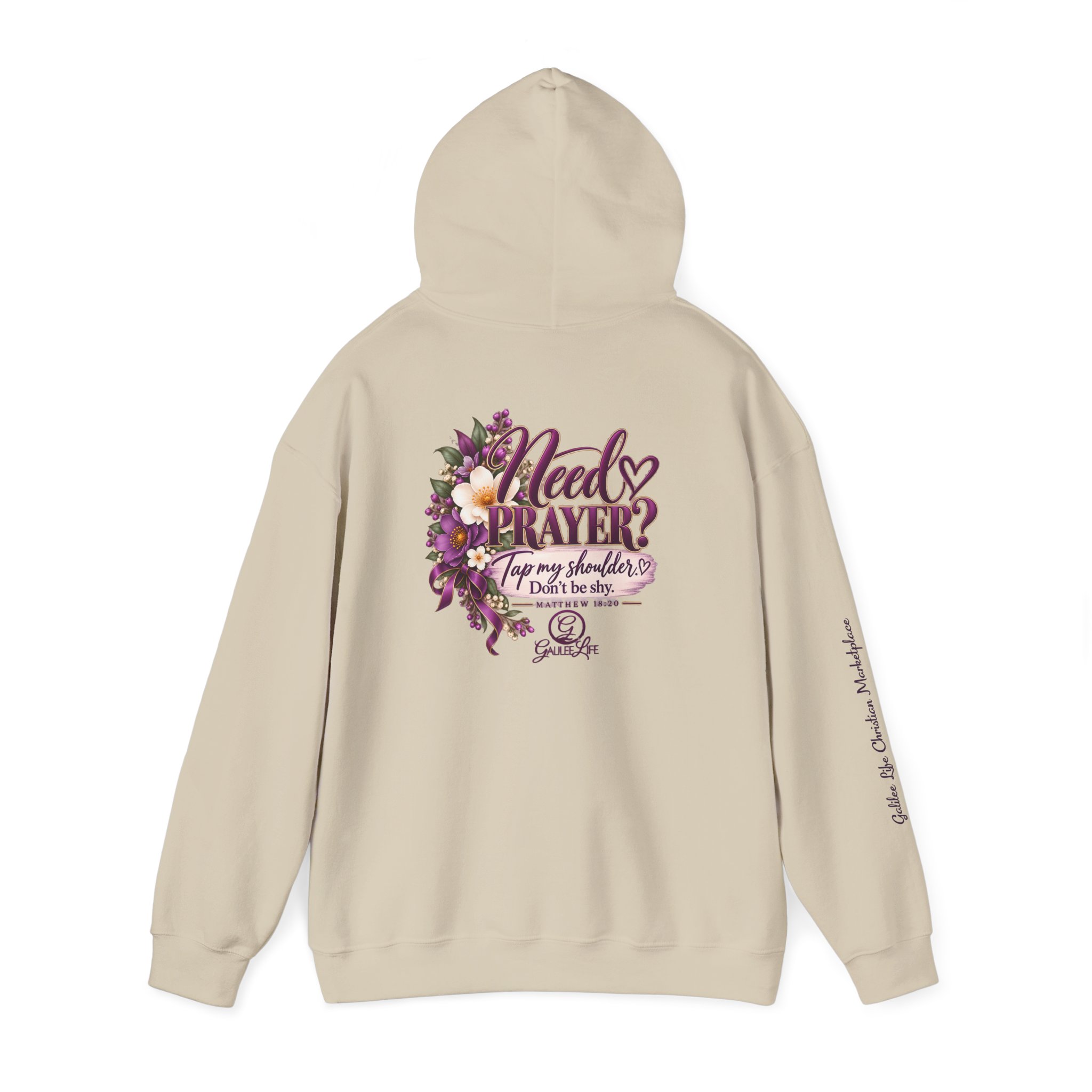 Personalized Need Prayer? Tap My Shoulder Christian Unisex Heavy Blend™ Hooded Sweatshirt | Matthew 18:20 - Image 15