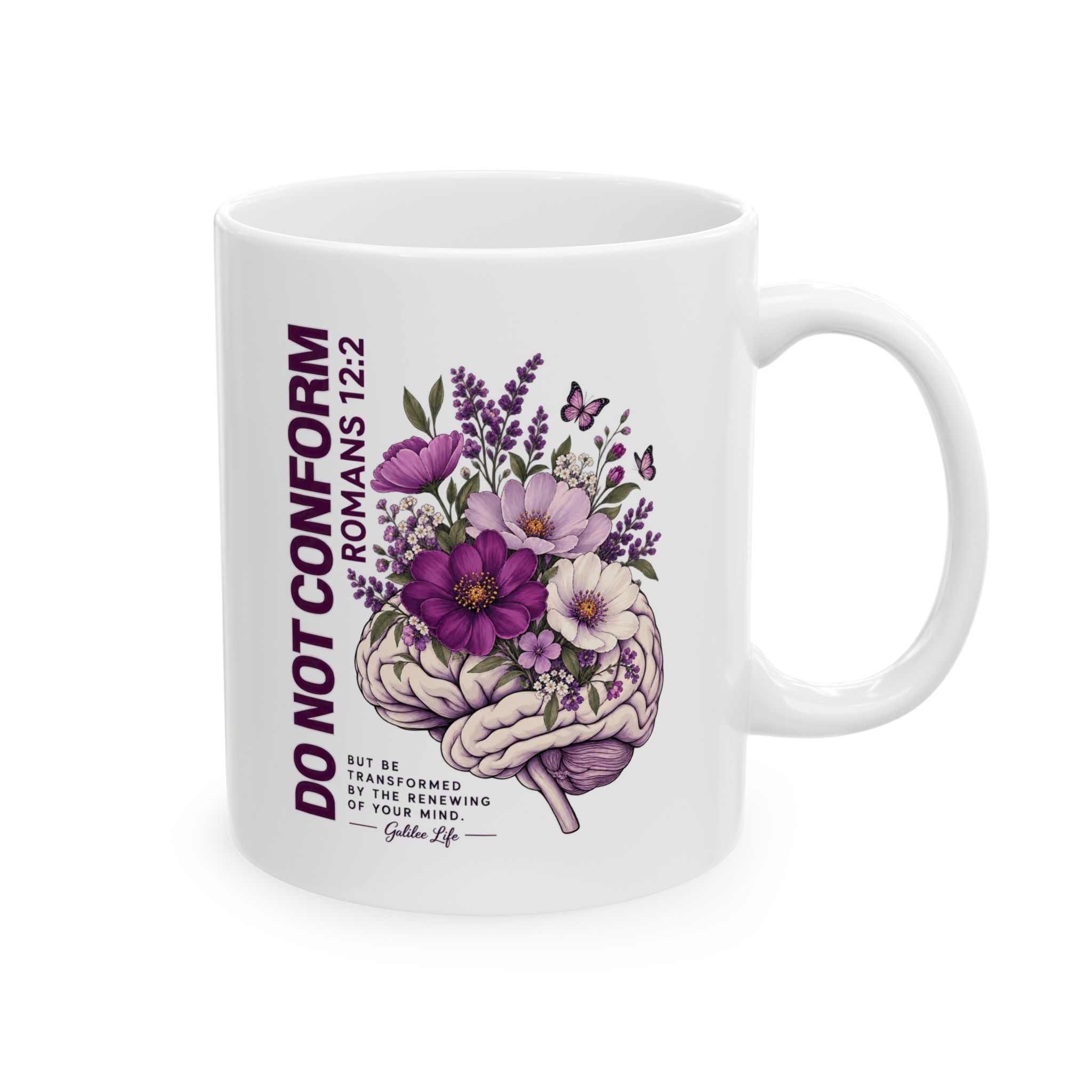 Do Not Conform – Romans 12:2 Floral Christian Mug - Image 2