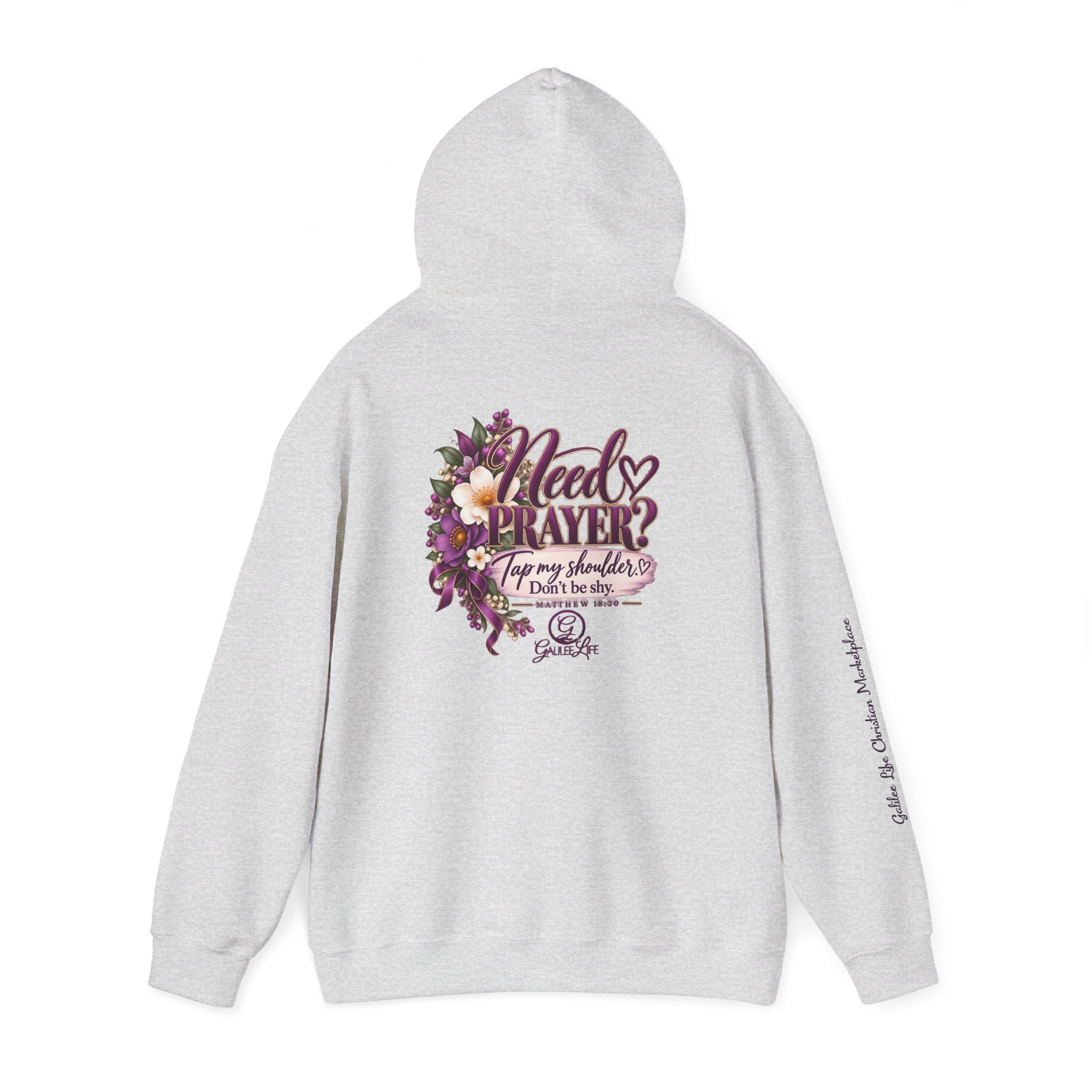 Personalized Need Prayer? Tap My Shoulder Christian Unisex Heavy Blend™ Hooded Sweatshirt | Matthew 18:20 - Image 11