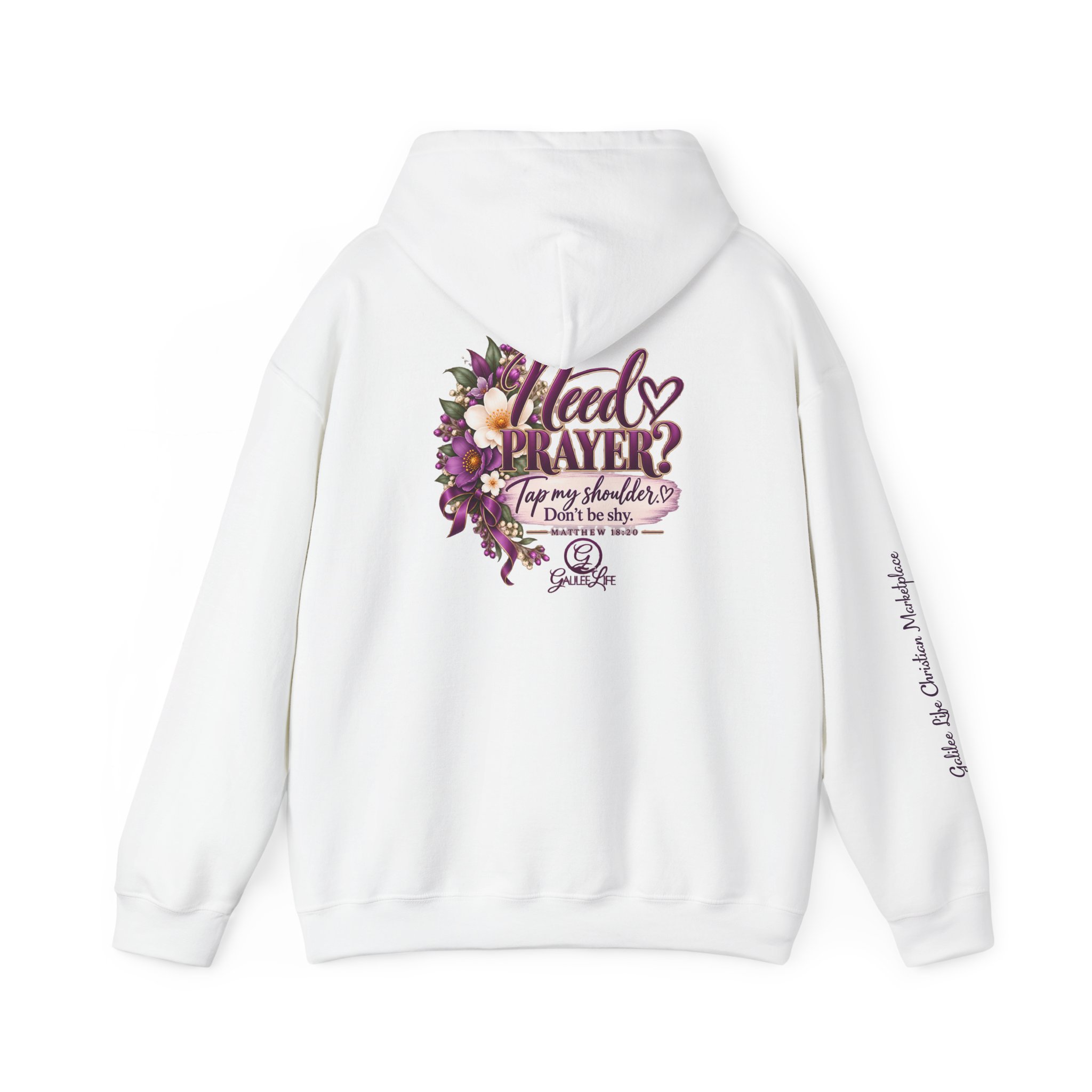 Personalized Need Prayer? Tap My Shoulder Christian Unisex Heavy Blend™ Hooded Sweatshirt | Matthew 18:20 - Image 3