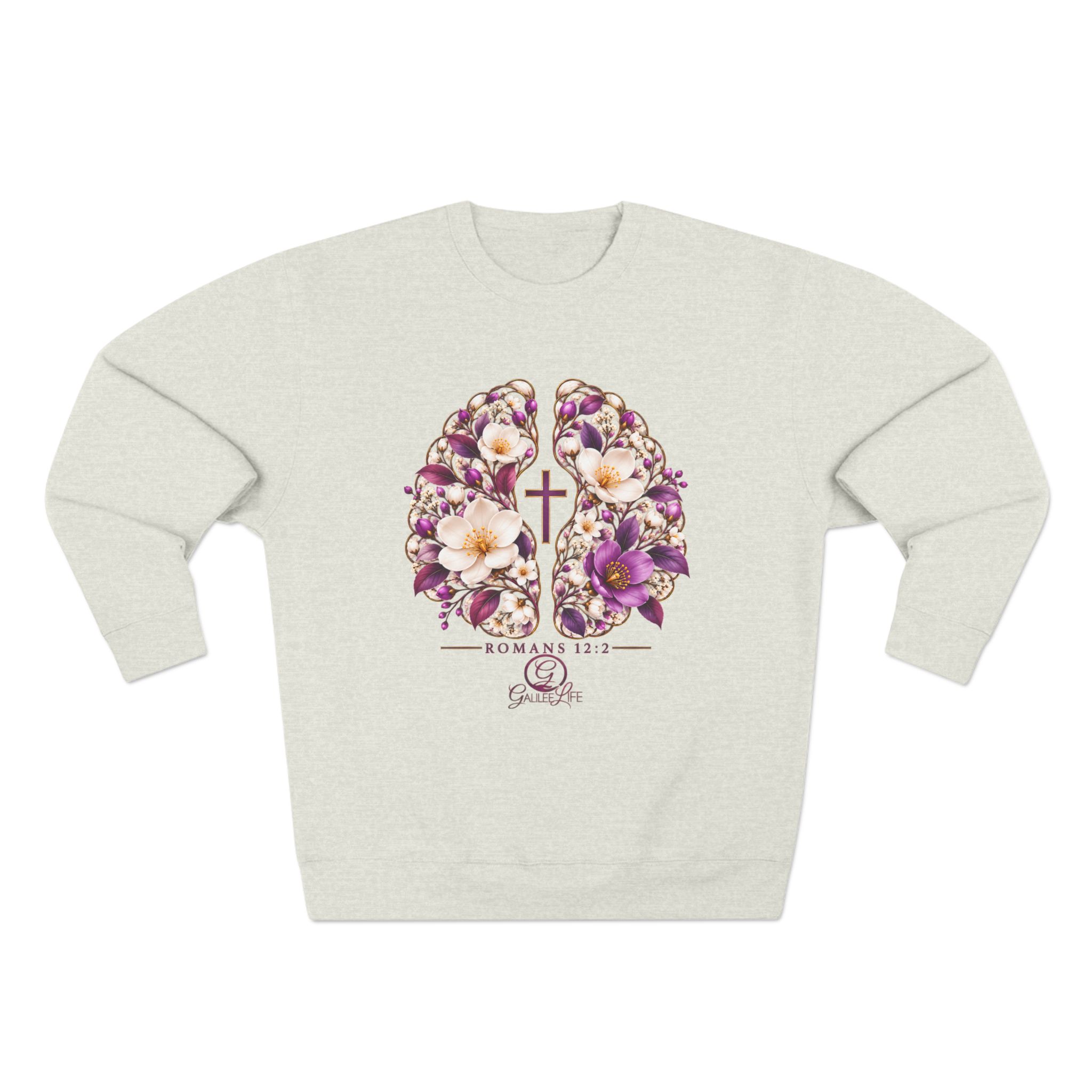 Renew Your Mind Floral Brain Christian Unisex Crewneck Sweatshirt | Romans 12:2 - Image 10